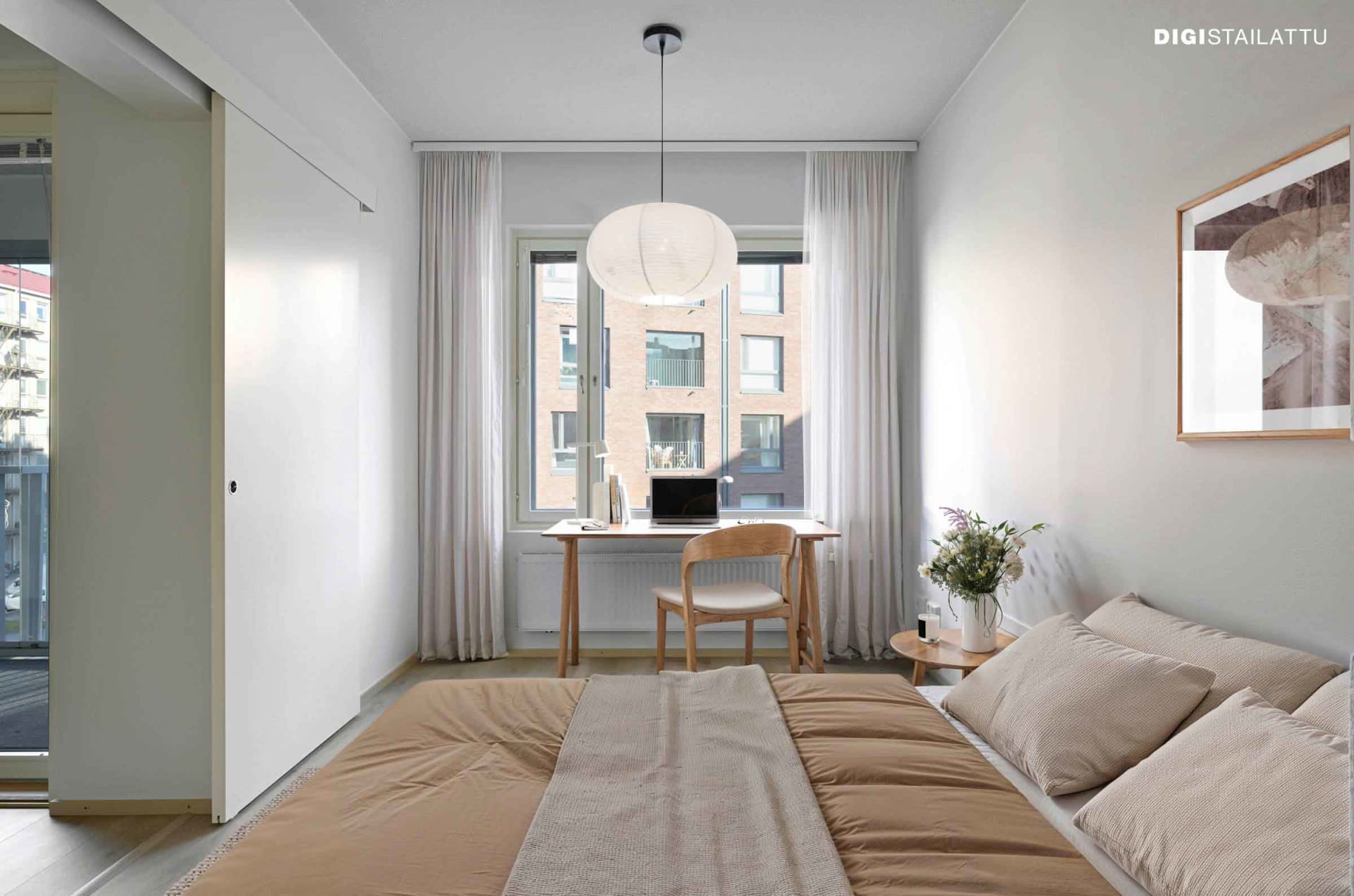 Myytävät asunnot Helsingin Gunnel, Arabianranta. Digistailattu kuva asnnossta F 214.