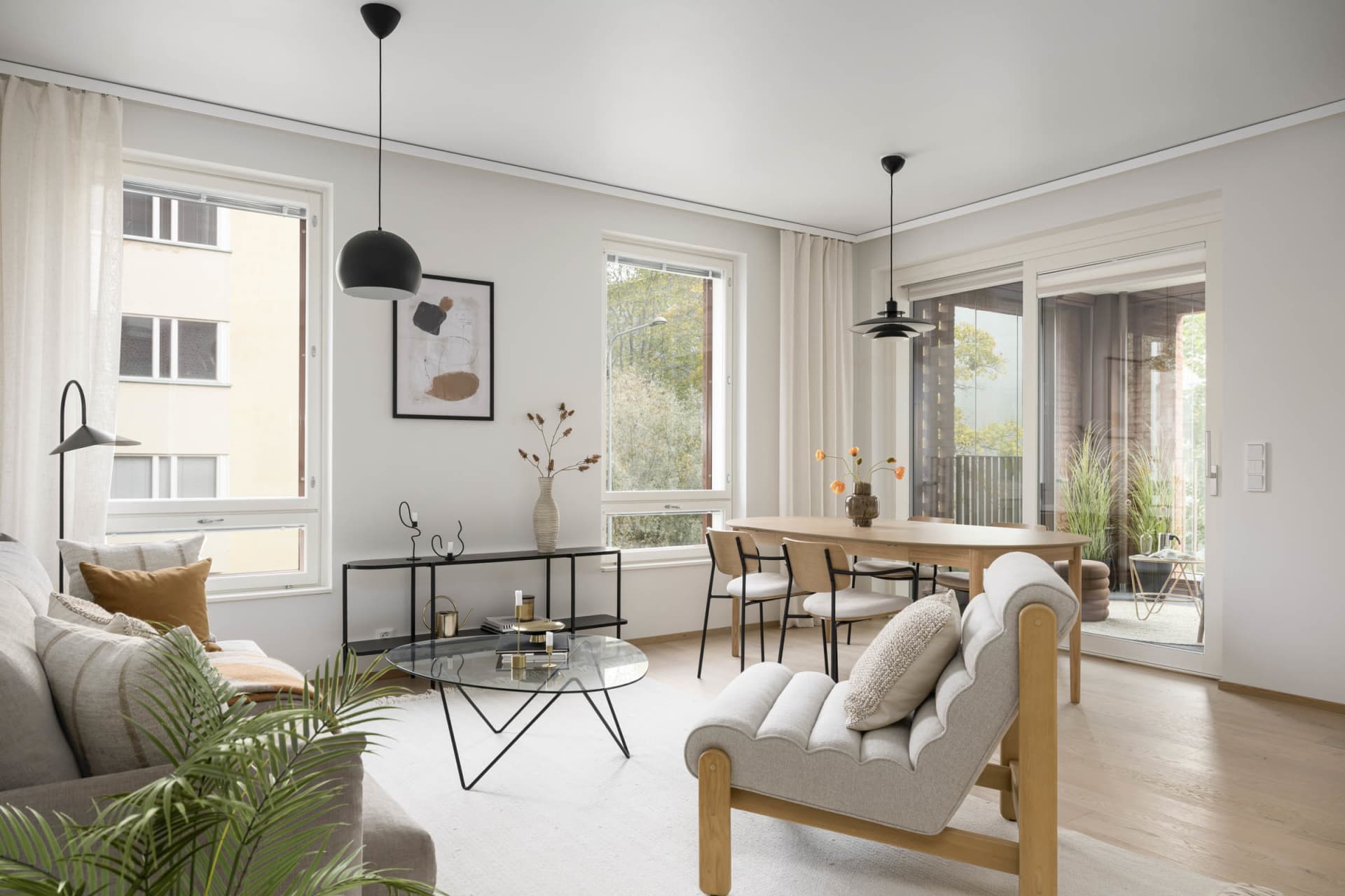 Myytävät asunnot, Helsingin Waltari, Töölöntulli, Meilahti, Stailattu kuva asunnosta A 1.