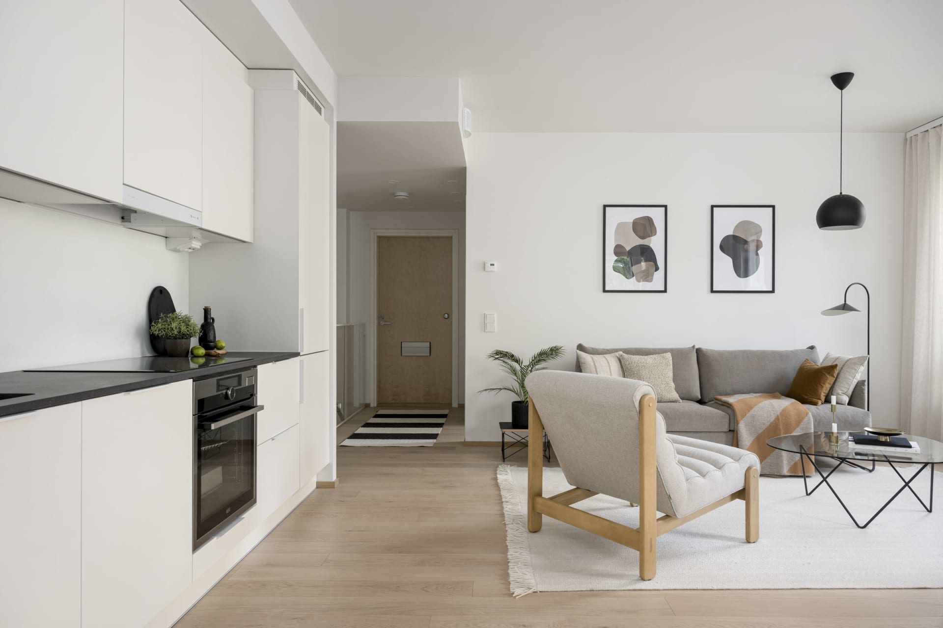 Myytävät asunnot, Helsingin Waltari, Töölöntulli, Meilahti, Stailattu kuva asunnosta A 1.