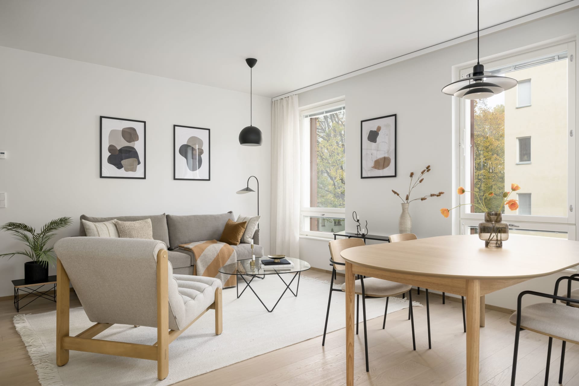 Myytävät asunnot, Helsingin Waltari, Töölöntulli, Meilahti, Stailattu kuva asunnosta A 1.