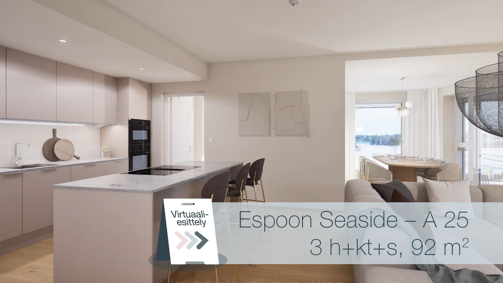 Tutustu virtuaalisesti Espoon Seasiden asuntoon! Vaihda asunnon materiaaleja omaan makuusi sopivaksi.