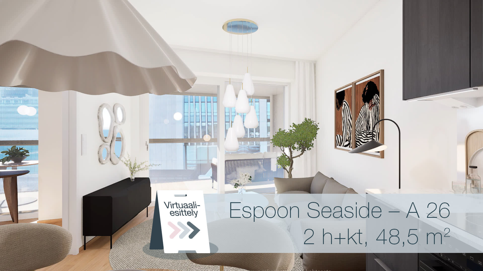 Tutustu virtuaalisesti Espoon Seasiden asuntoon! Vaihda asunnon materiaaleja omaan makuusi sopivaksi.