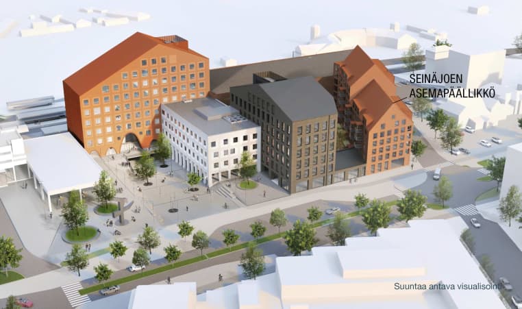 Visualisointi Veturikorttelin Asunto Oy Seinäjoen Asemapäällikkö -taloyhtiöstä