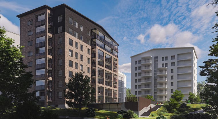 Tuusulan Solki. Myytävät asunnot Tuusulan Hyrylässä. Suuntaa antava visualisointi.