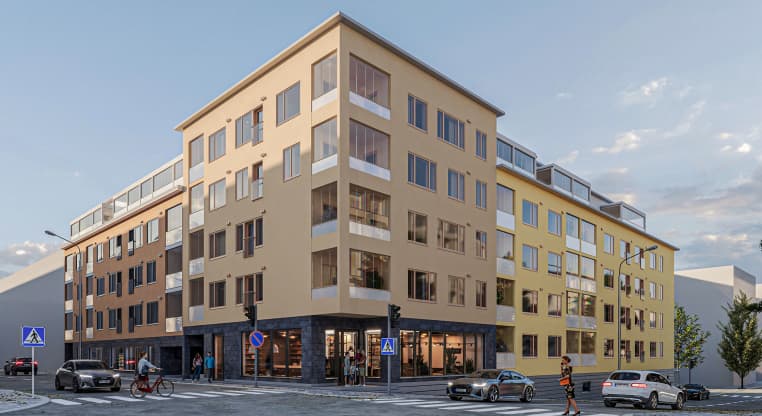 Myytävät asunnot Kuopion Maaherra. Keskusta. Suuntaa antava visualisointi julkisivusta.