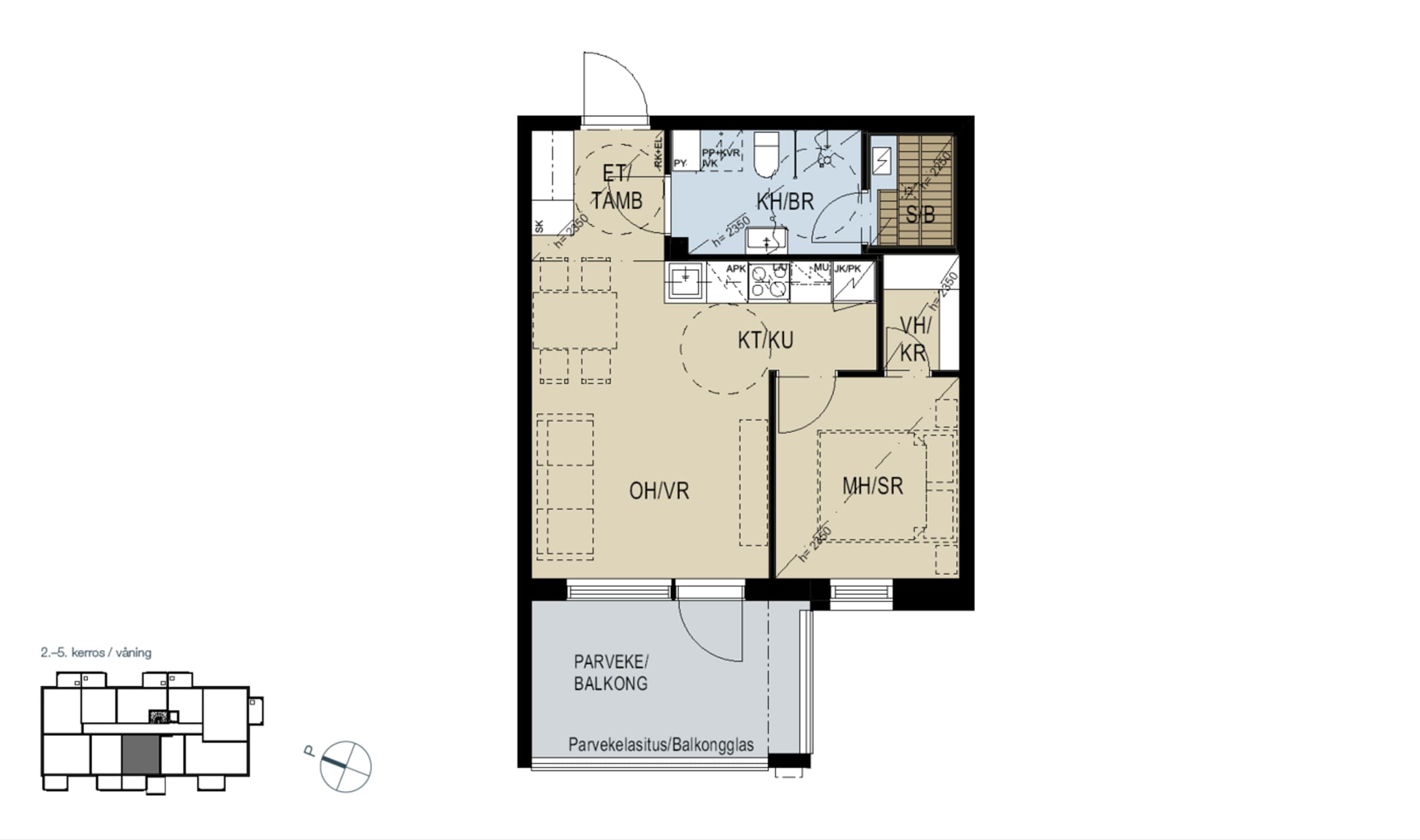 Asunto C 45 | 2h+kt+s | 39,5m² 