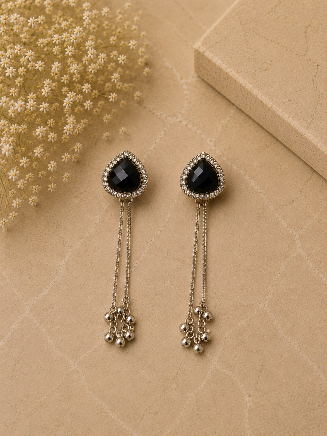 Zoya Kashmiri Black Drop Earrings