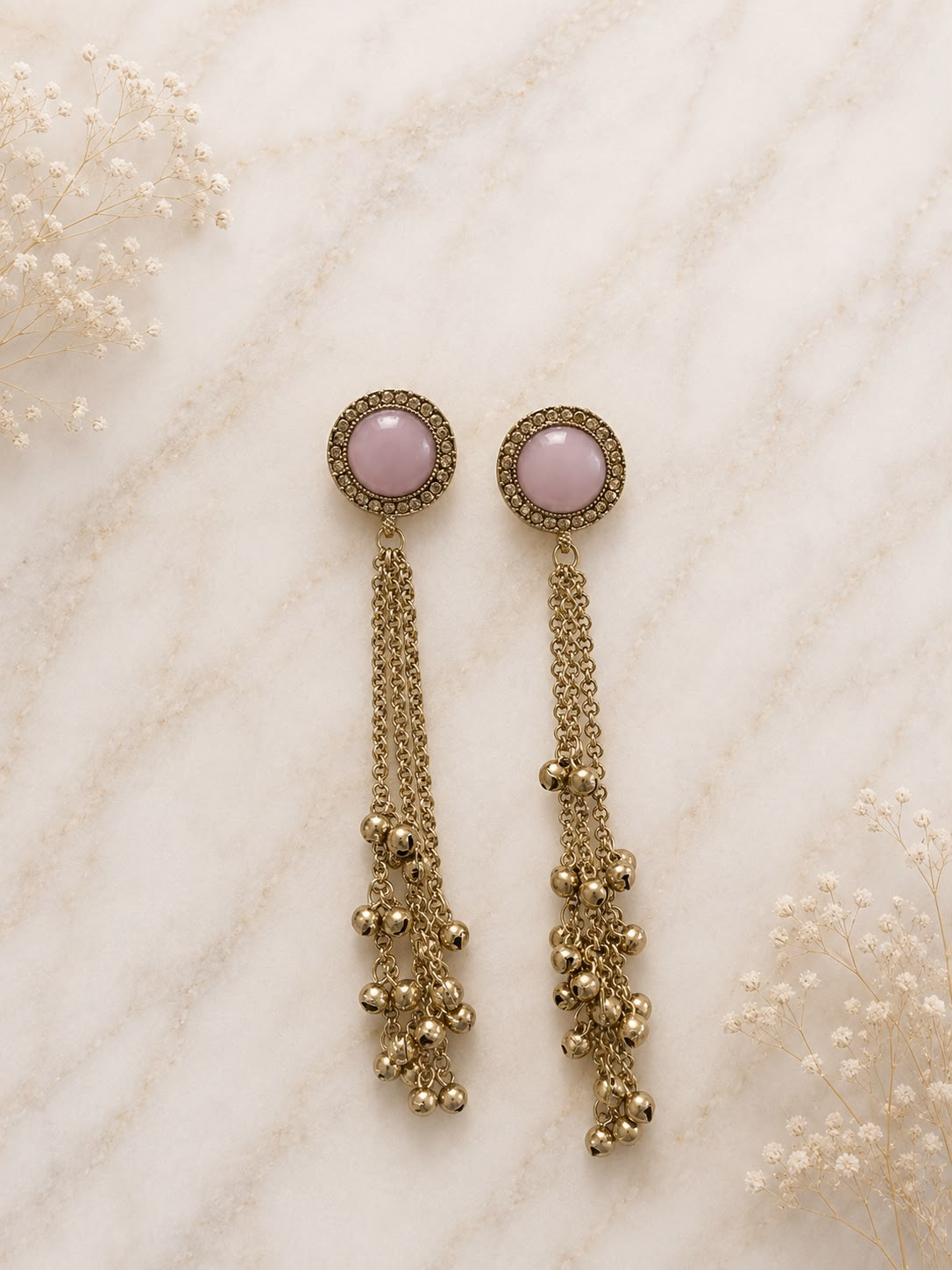 Rosé Ghungroo Tassel Earrings
