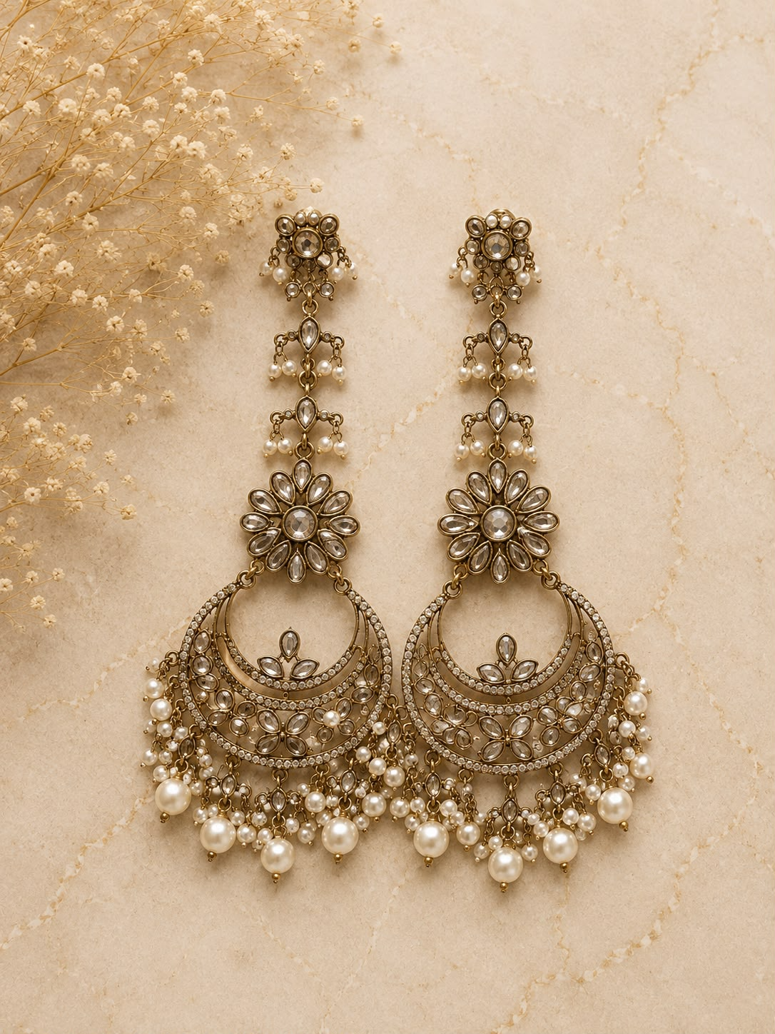 Zehra Pearl Chandbali Earrings