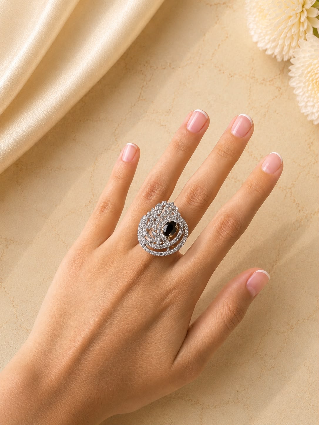 Midnight Halo American Diamond Ring