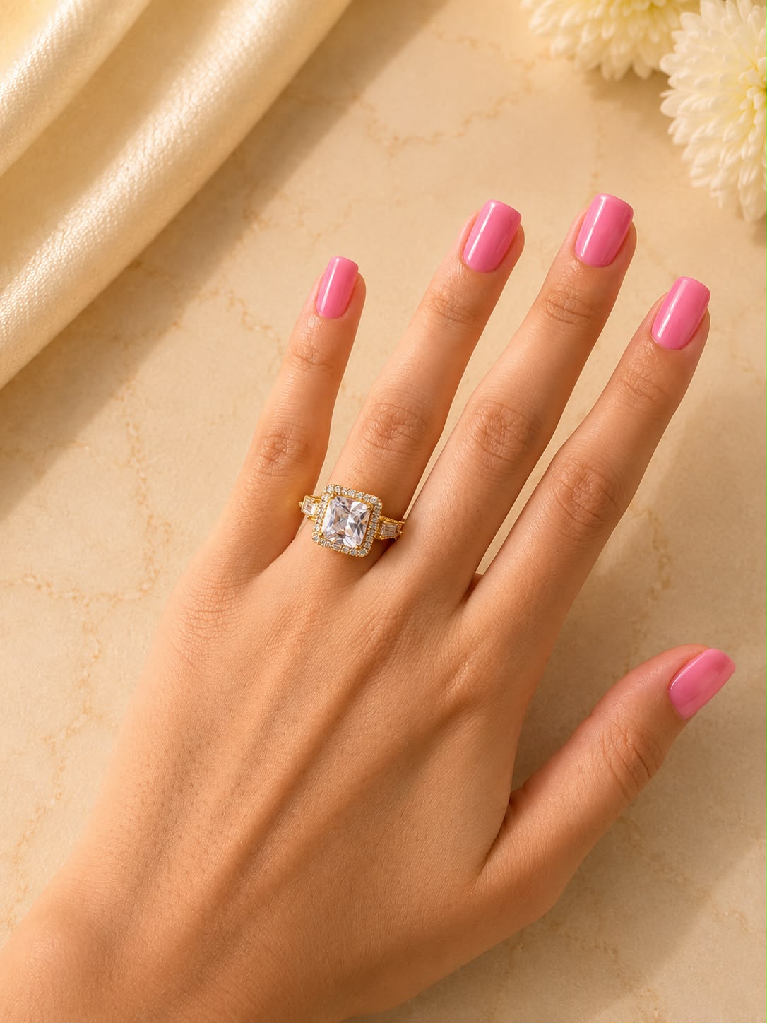Radiant Square Crystal Ring