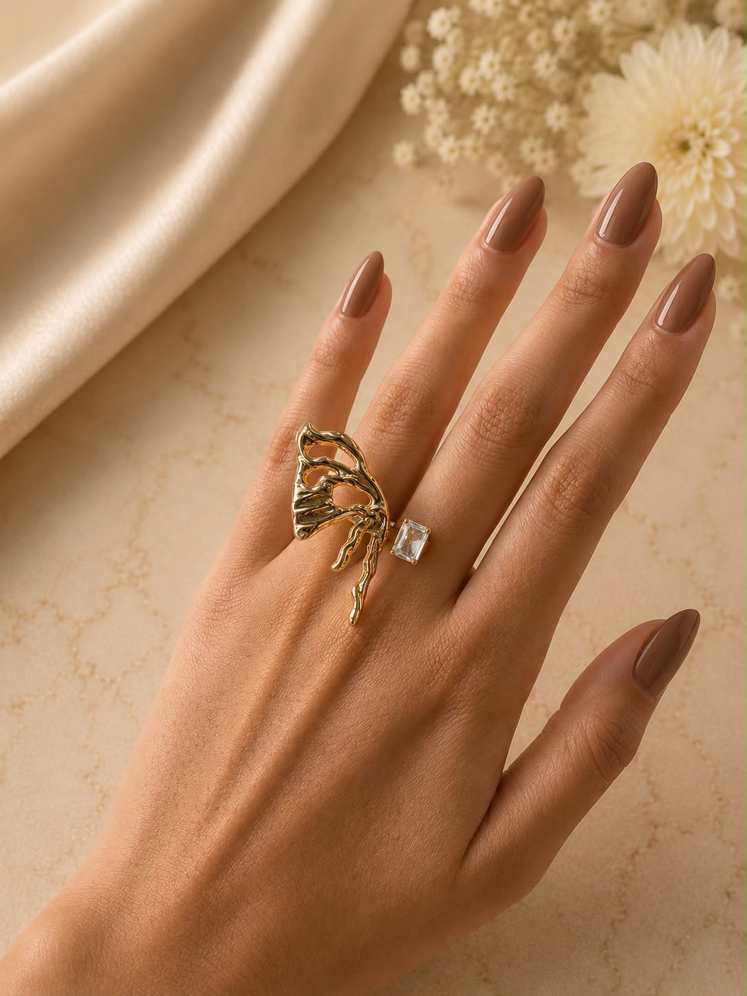 Golden Flutter Open Ring