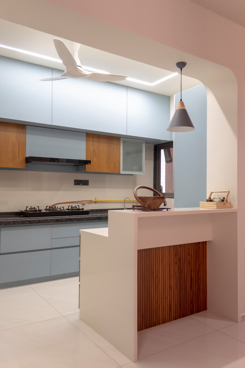 Kitchen breakfast counter with pendant light