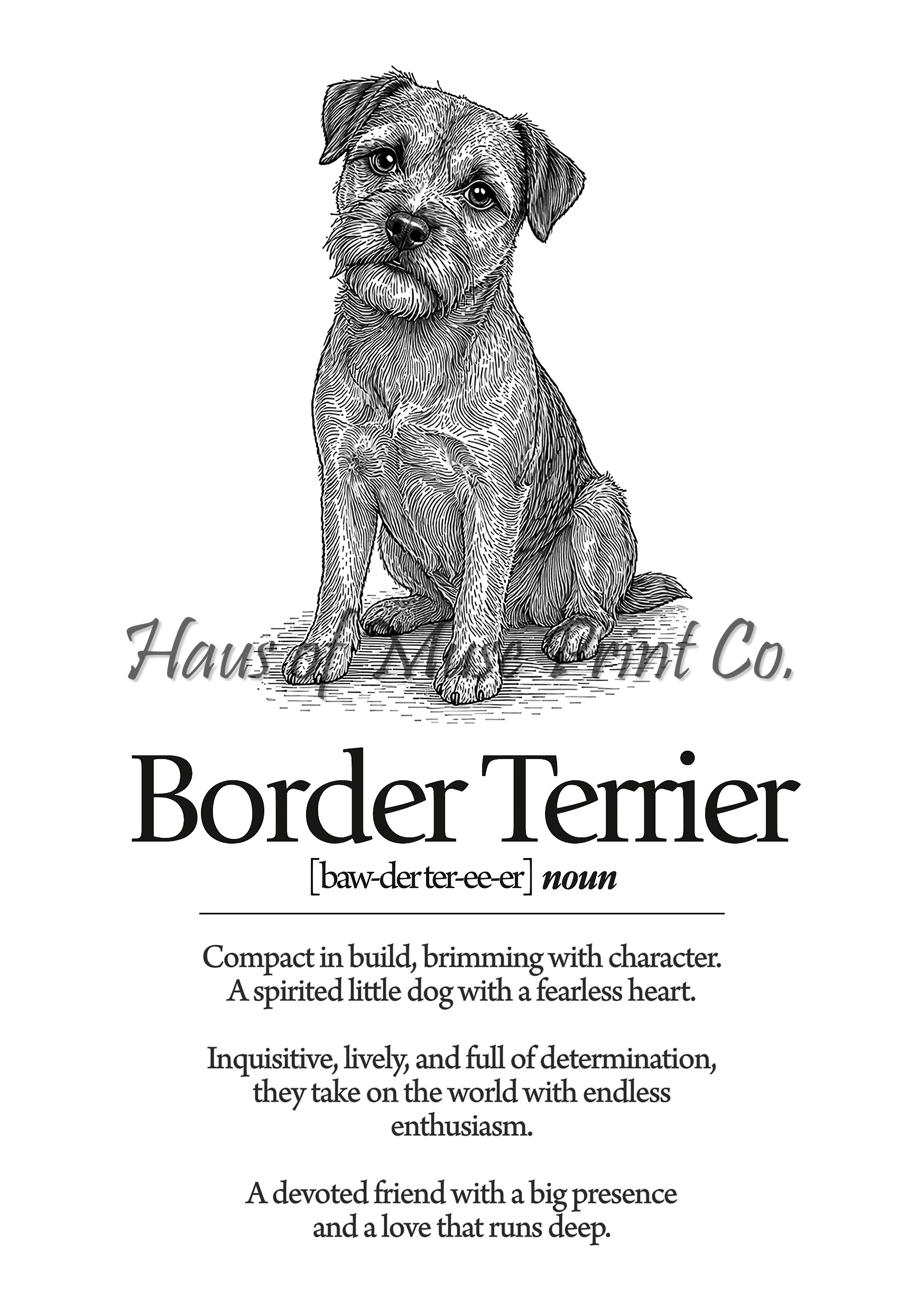 Border Terrier Dog Dictionary dog wall art print by Haus of Muse Print Co.