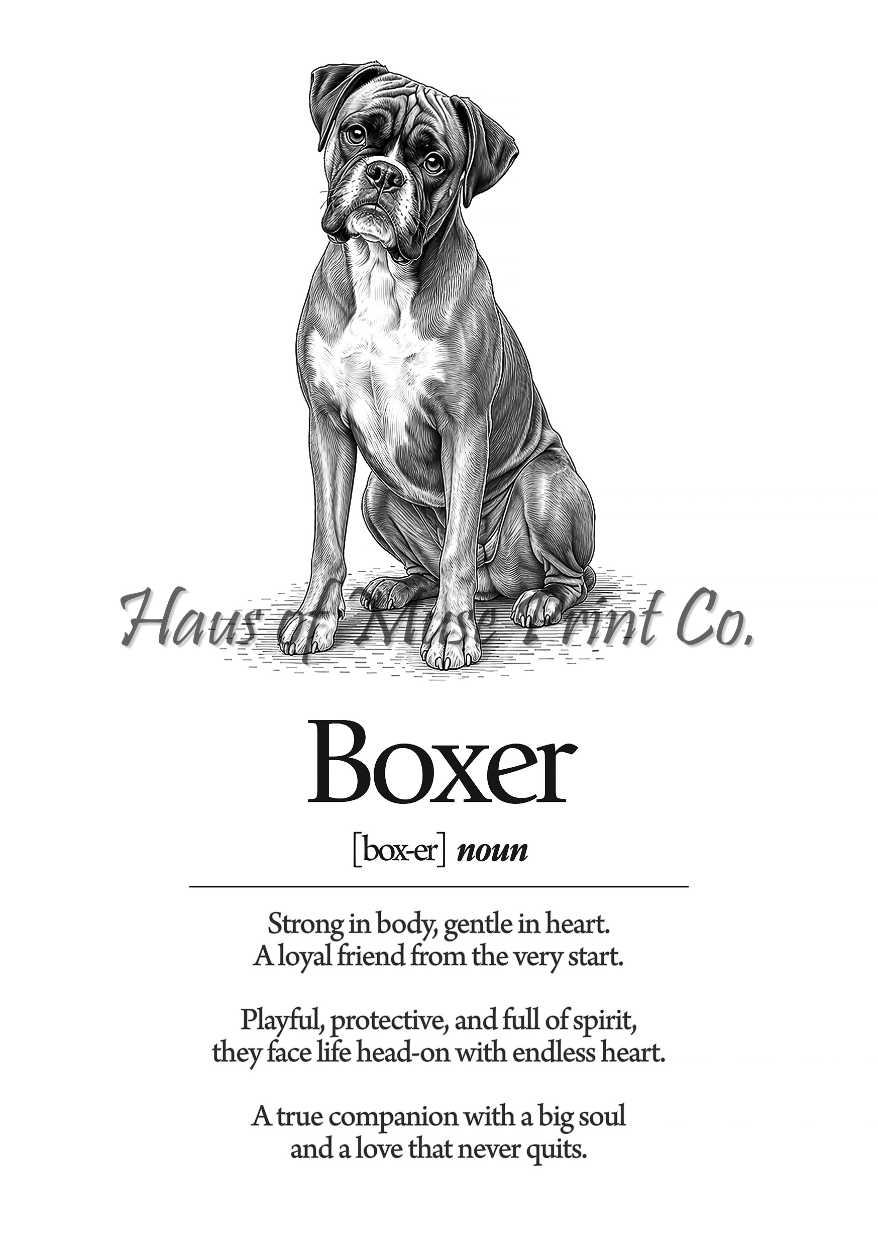 Boxer Dog Dictionary dog wall art print by Haus of Muse Print Co.