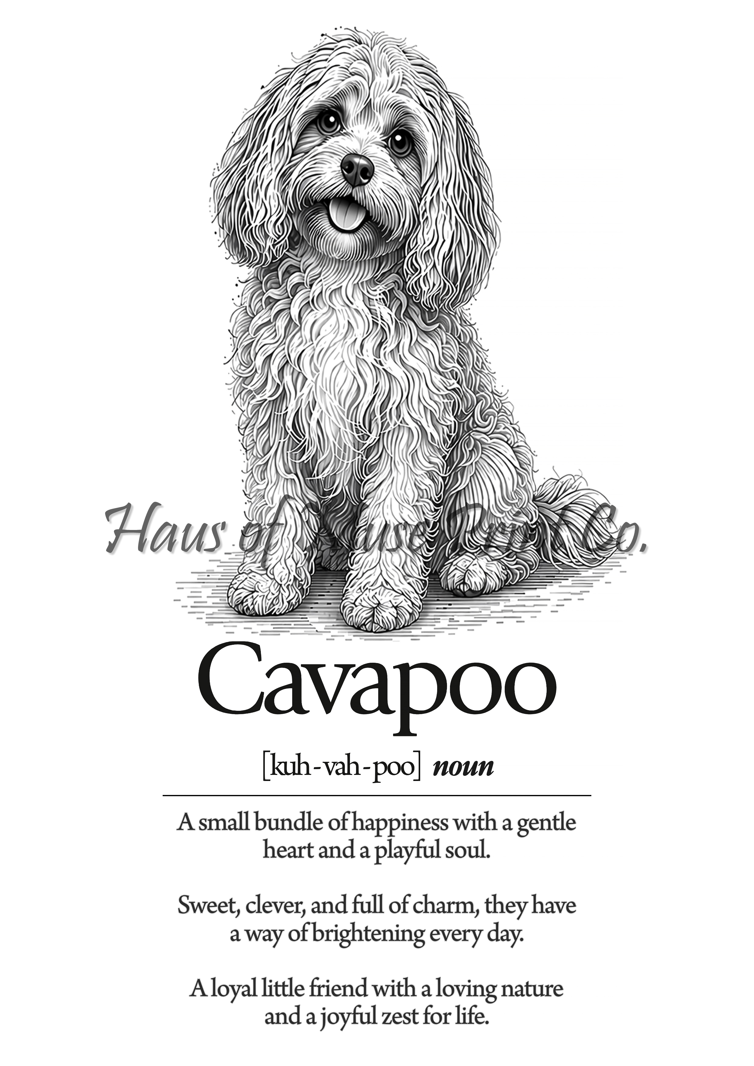 Cavapoo Dog Dictionary dog wall art print by Haus of Muse Print Co.