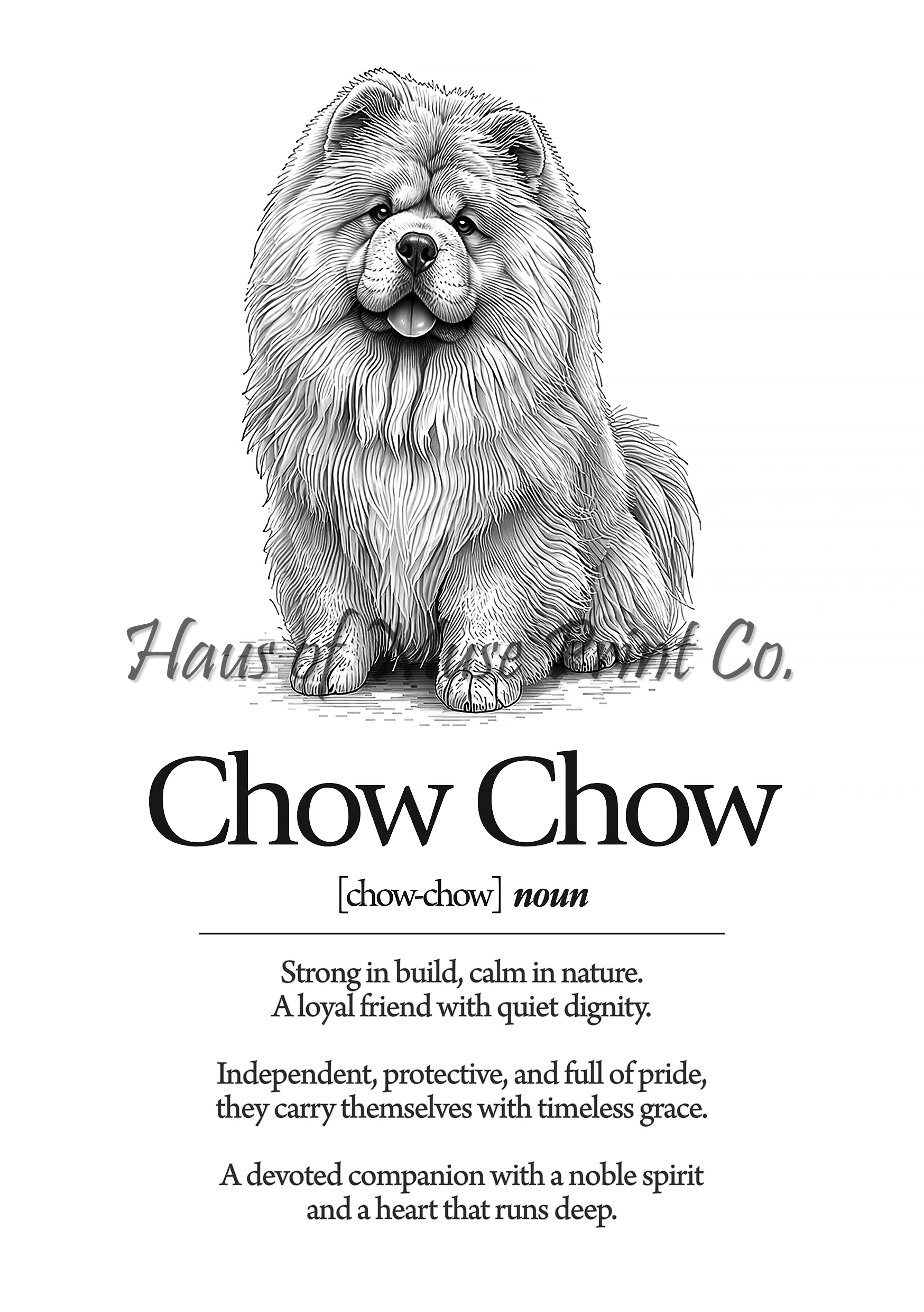 Chow Chow Dog Dictionary dog wall art print by Haus of Muse Print Co.