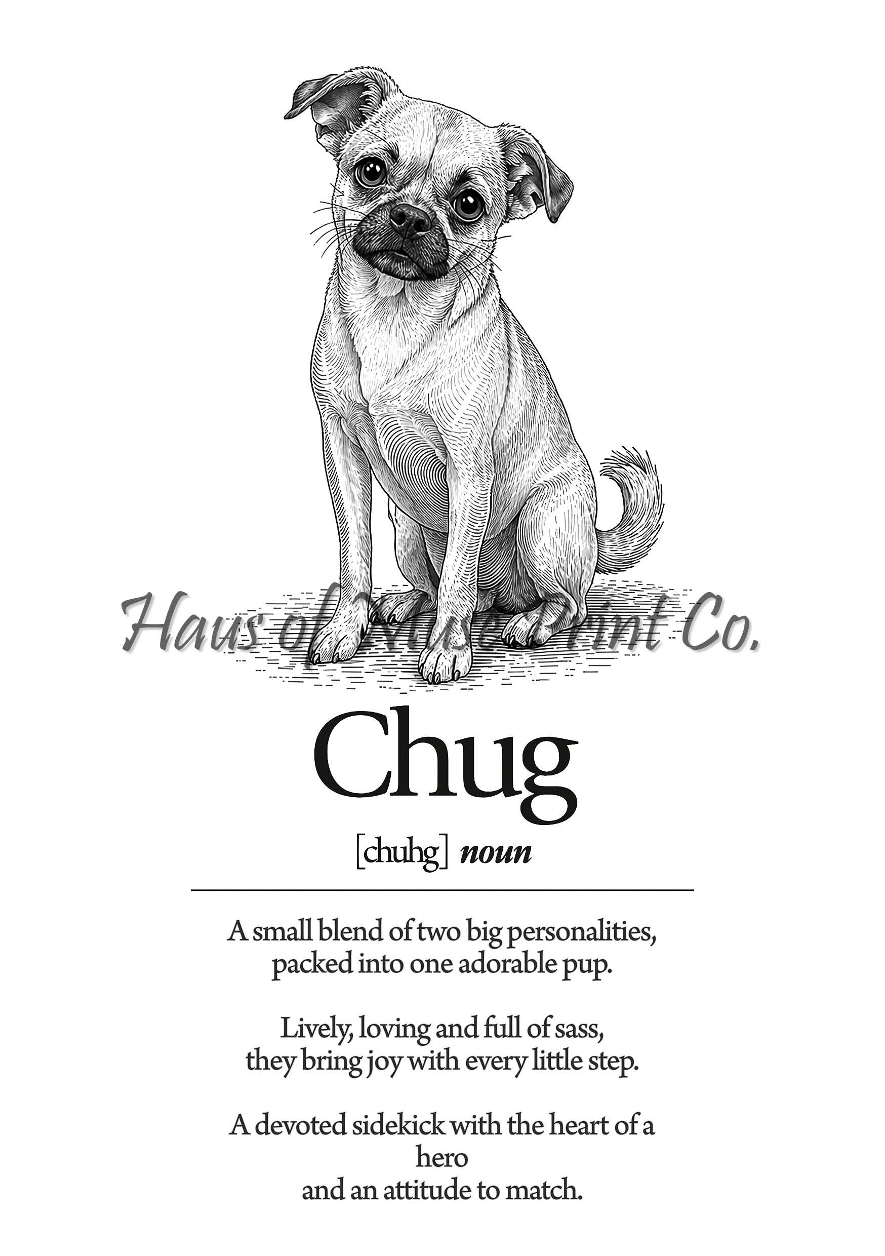 Chug Dog Dictionary dog wall art print by Haus of Muse Print Co.