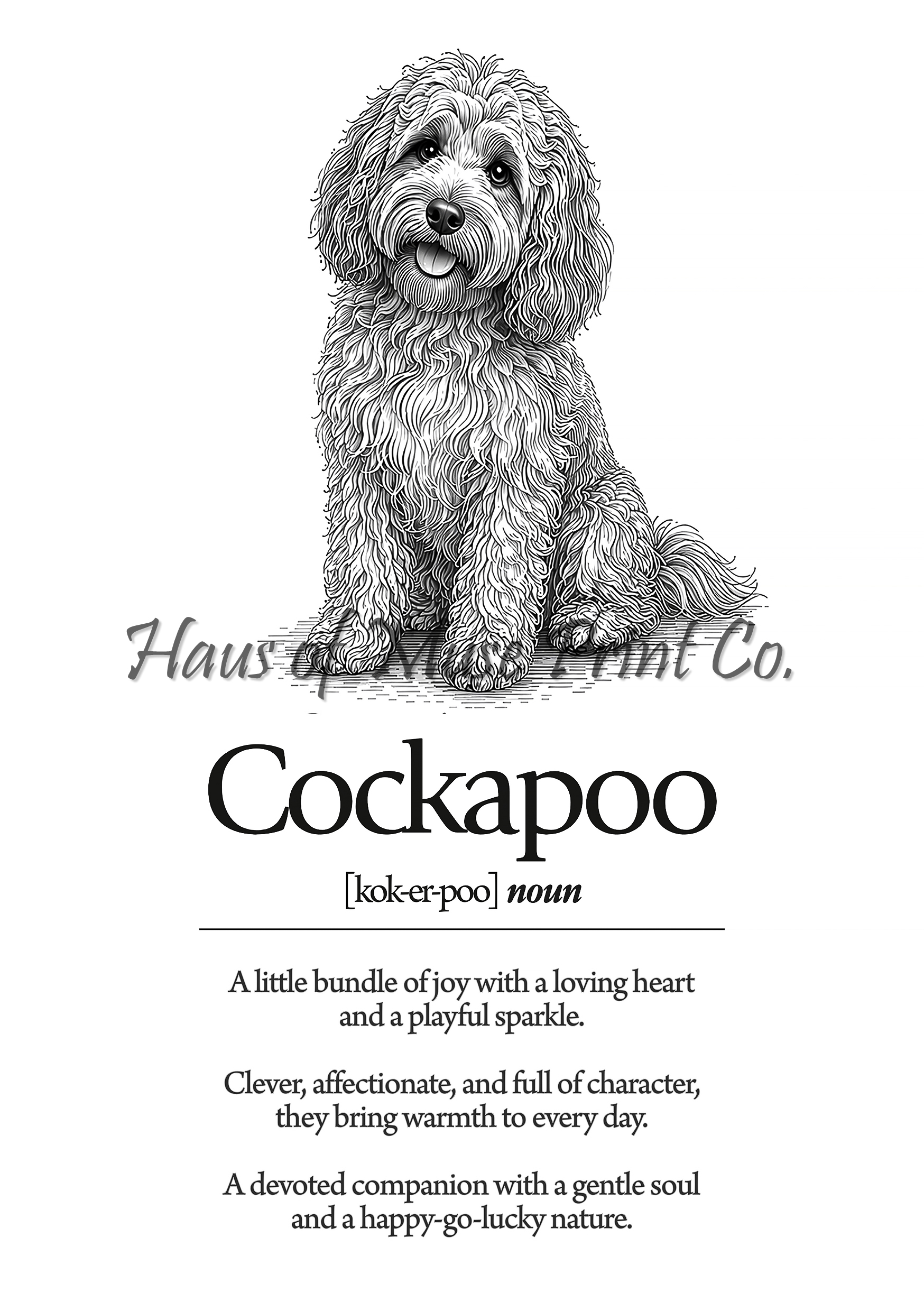 Cockapoo Dog Dictionary dog wall art print by Haus of Muse Print Co.