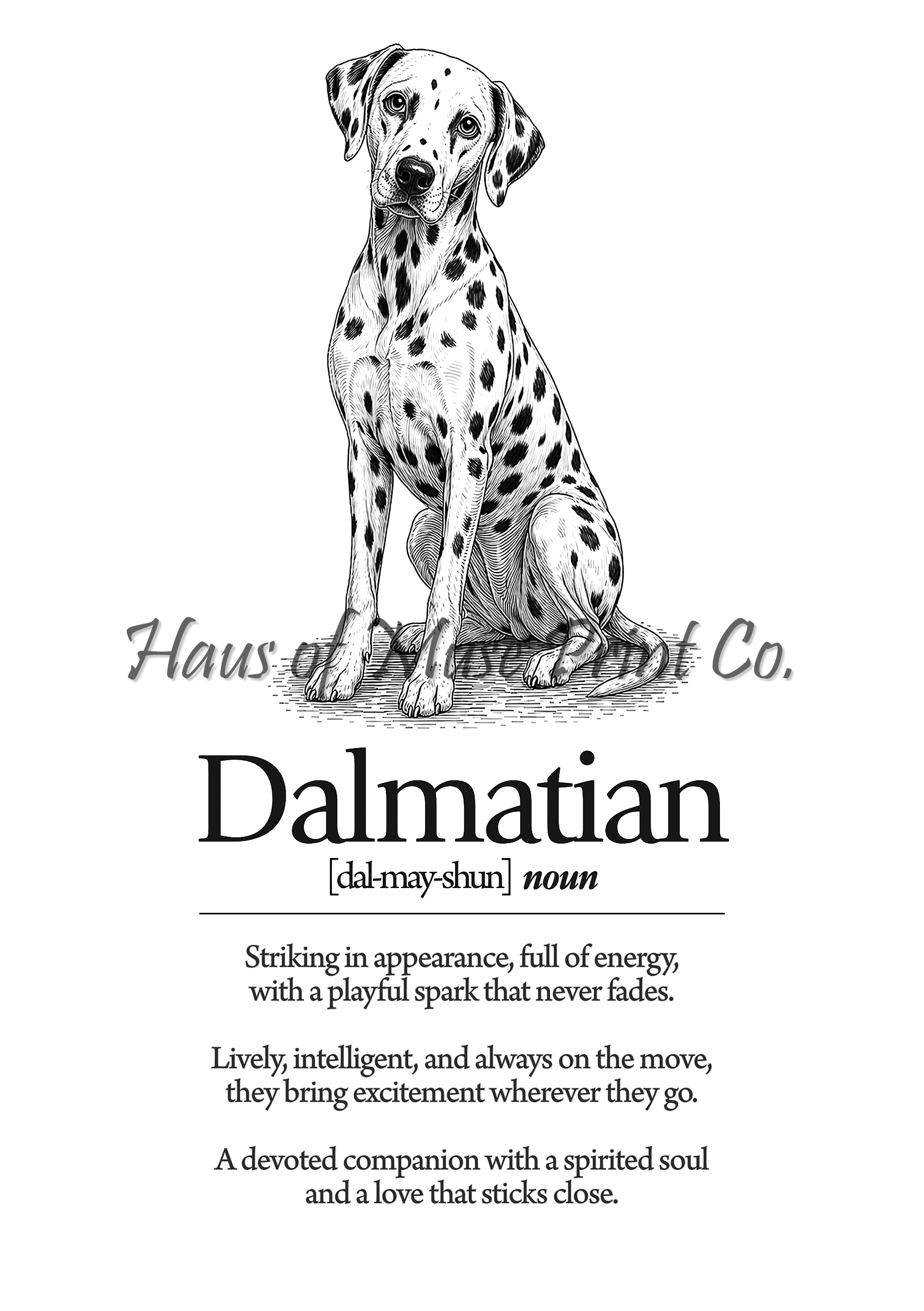 Dalmatian Dog Dictionary dog wall art print by Haus of Muse Print Co.