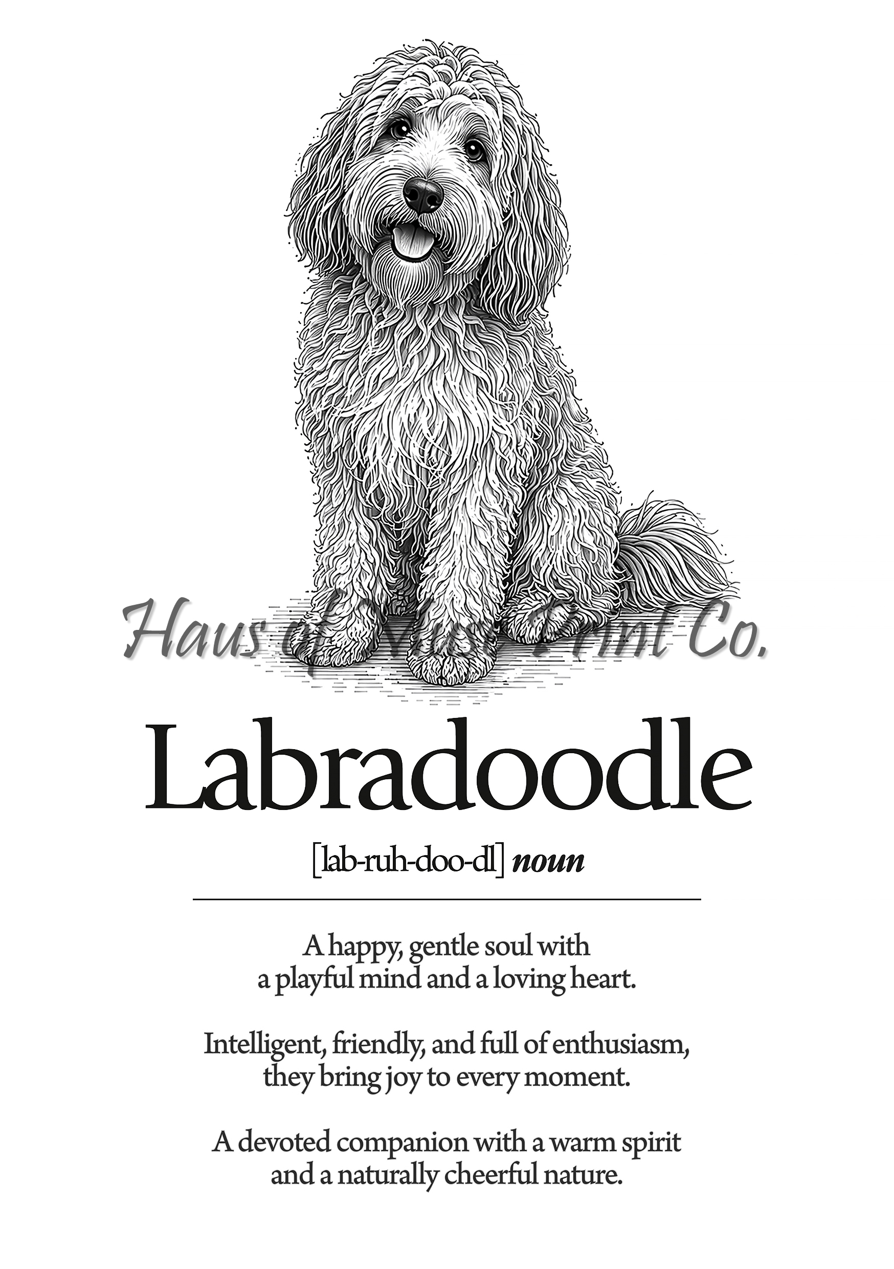 Labradoodle Dog Dictionary dog wall art print by Haus of Muse Print Co.