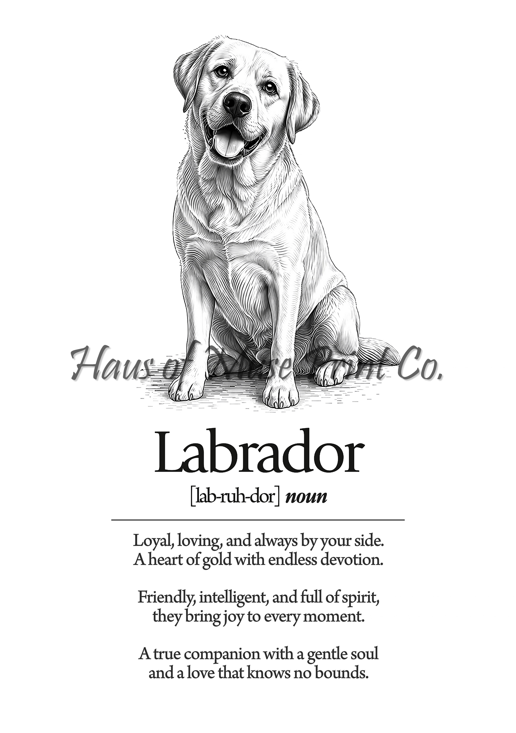 Labrador Dog Dictionary dog wall art print by Haus of Muse Print Co.