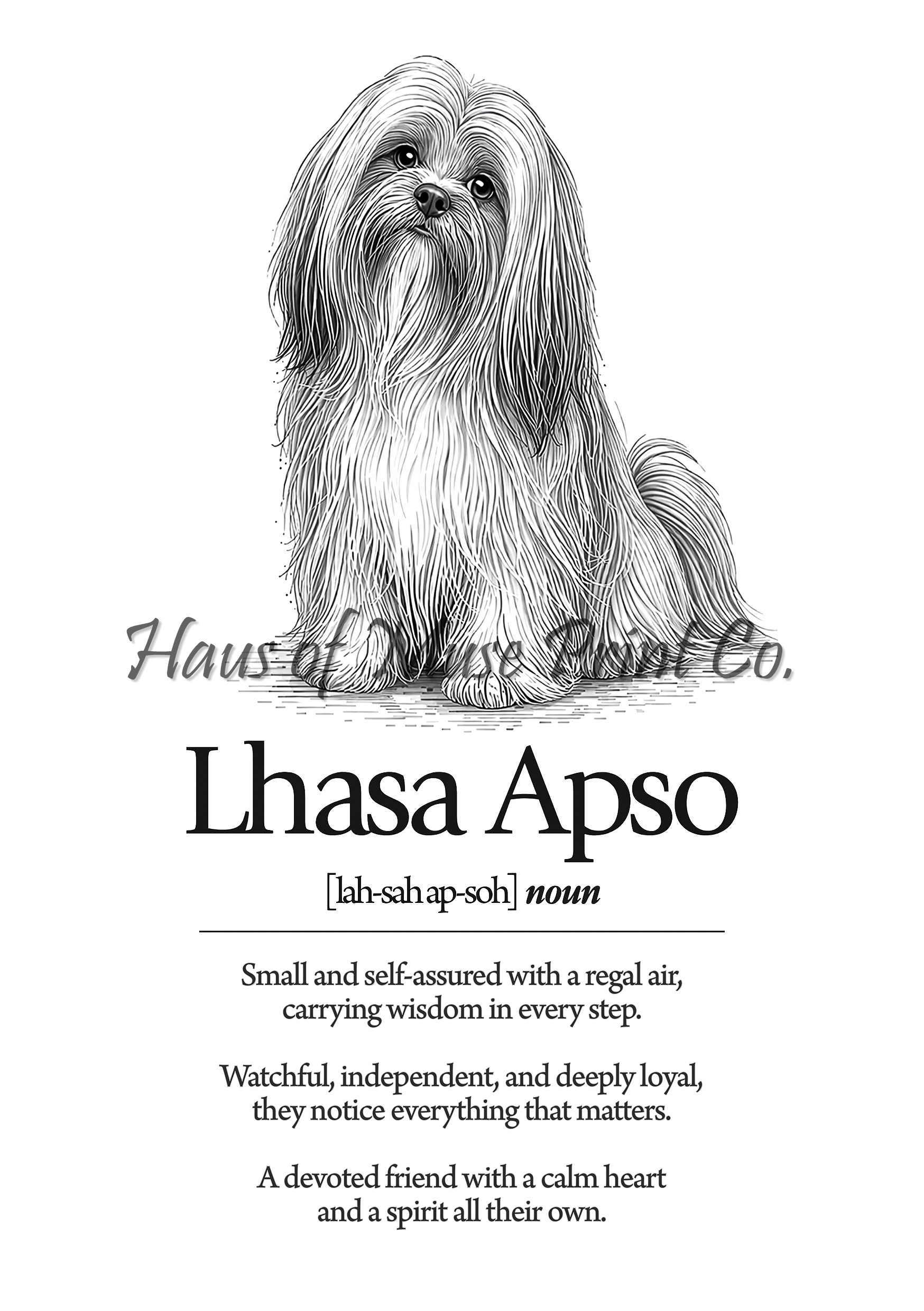 Lhasa Apso Dog Dictionary dog wall art print by Haus of Muse Print Co.