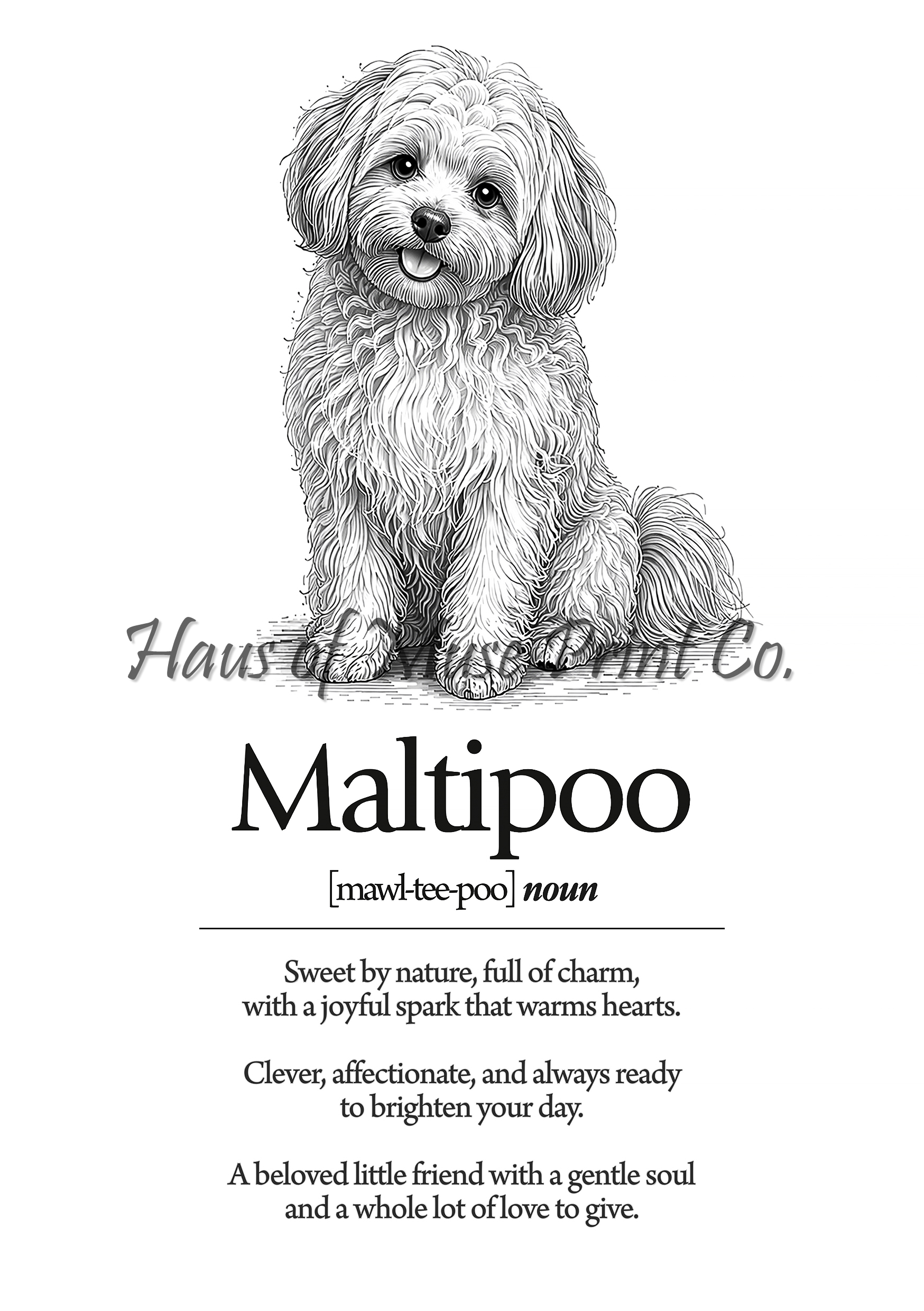 Maltipoo Dog Dictionary dog wall art print by Haus of Muse Print Co.