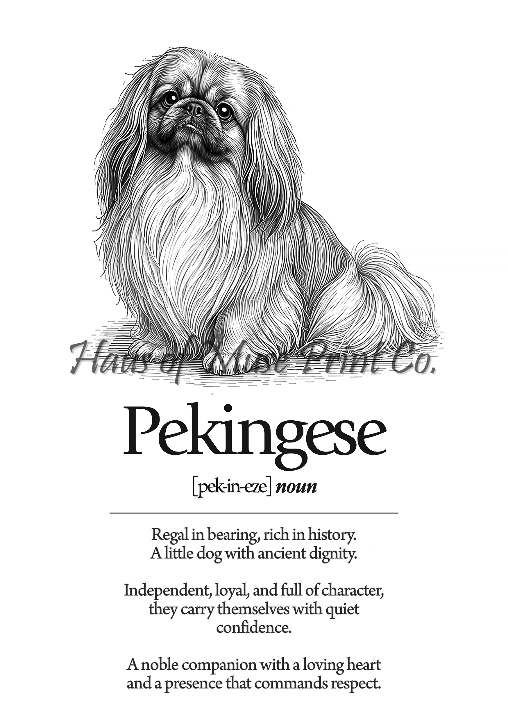 Pekingese Dog Dictionary dog wall art print by Haus of Muse Print Co.