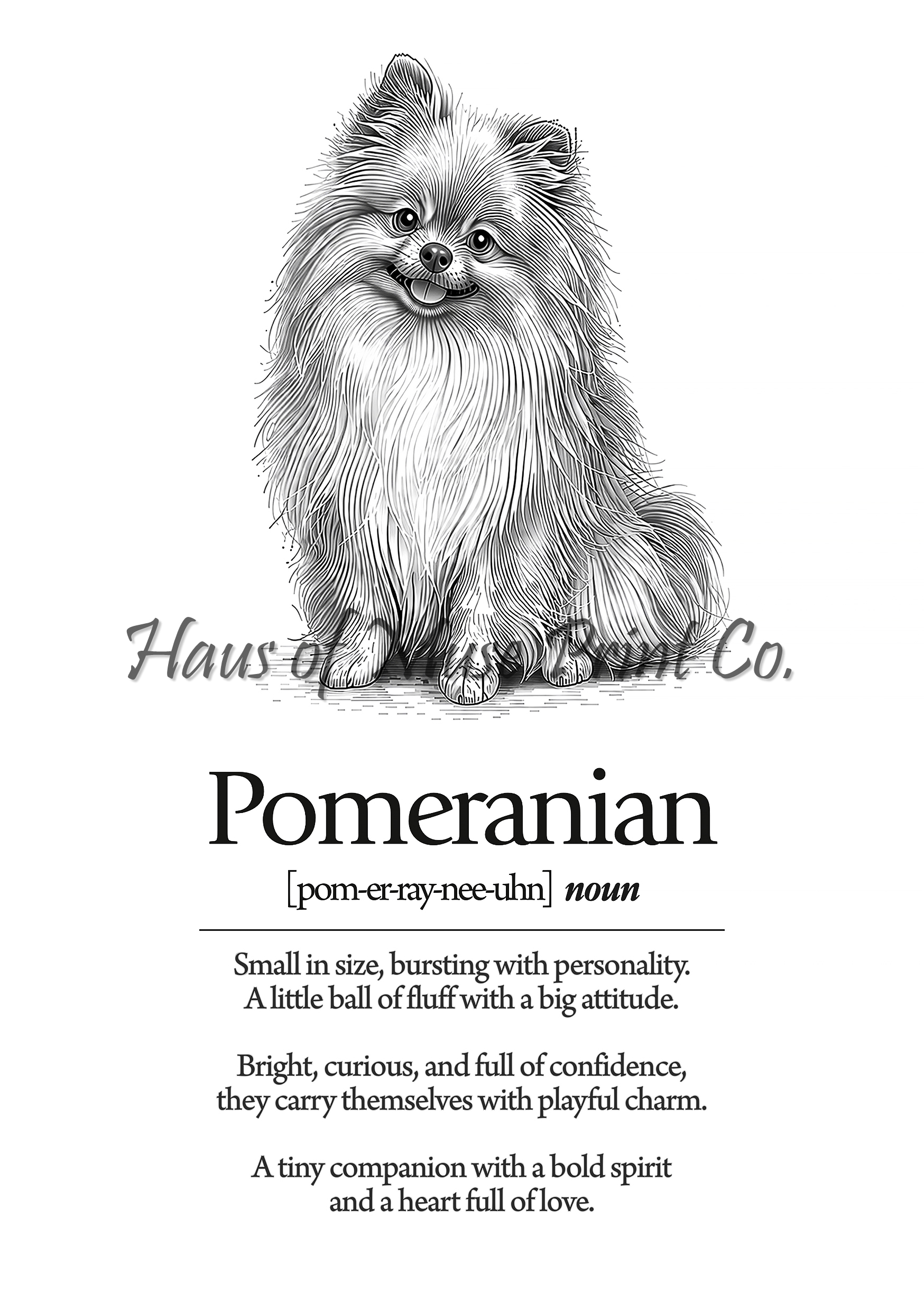 Pomeranian Dog Dictionary dog wall art print by Haus of Muse Print Co.