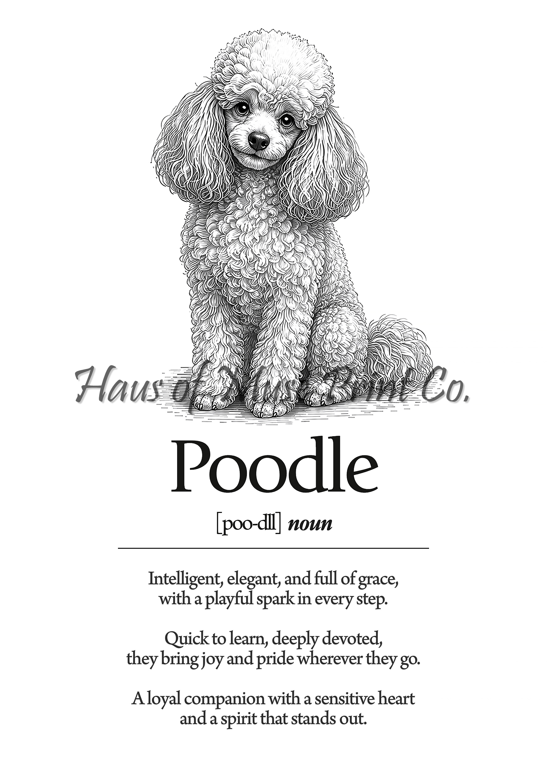 Poodle Dog Dictionary dog wall art print by Haus of Muse Print Co.