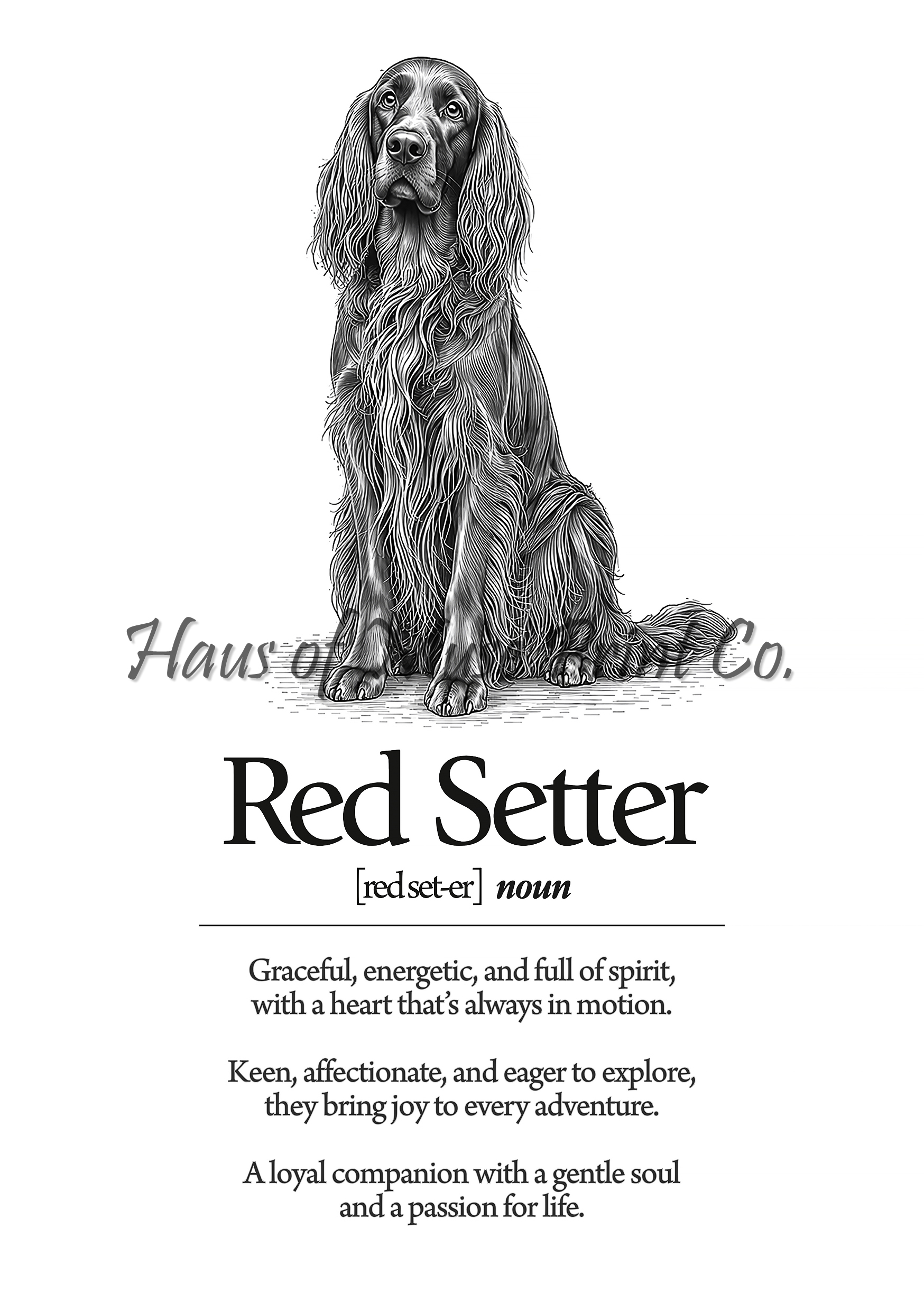 Red Setter Dog Dictionary dog wall art print by Haus of Muse Print Co.