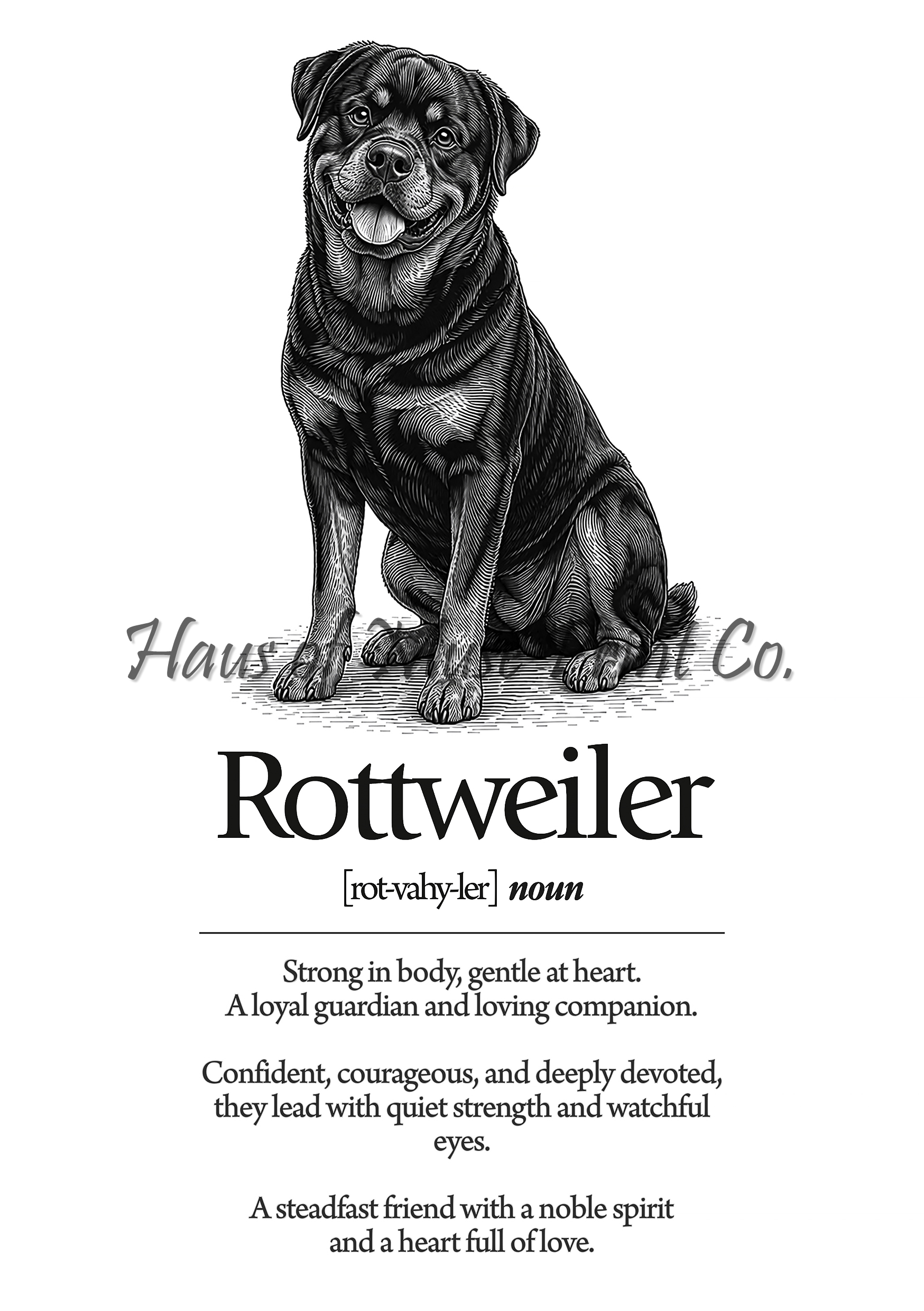 Rottweiler Dog Dictionary dog wall art print by Haus of Muse Print Co.