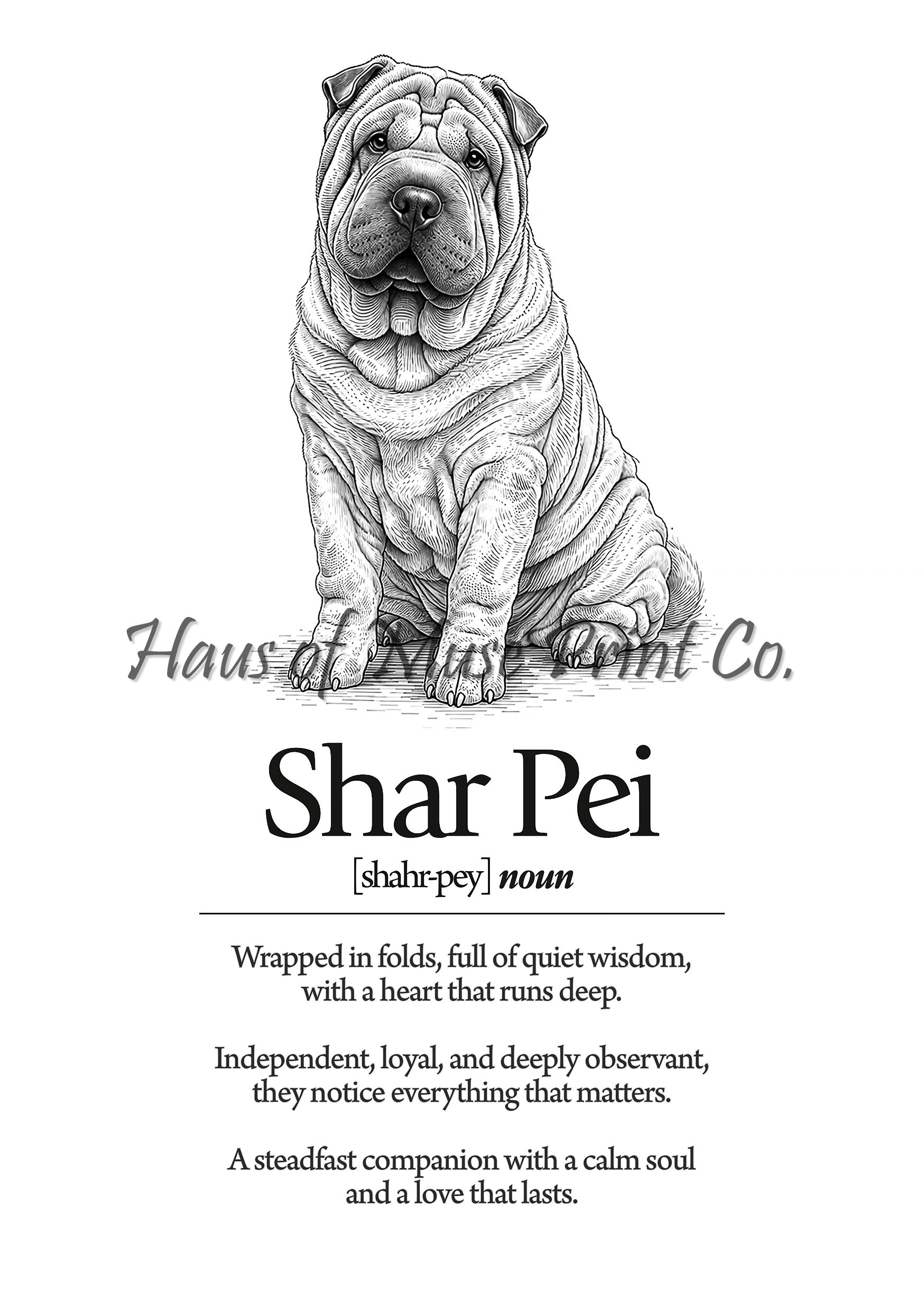 Shar Pei Dog Dictionary dog wall art print by Haus of Muse Print Co.