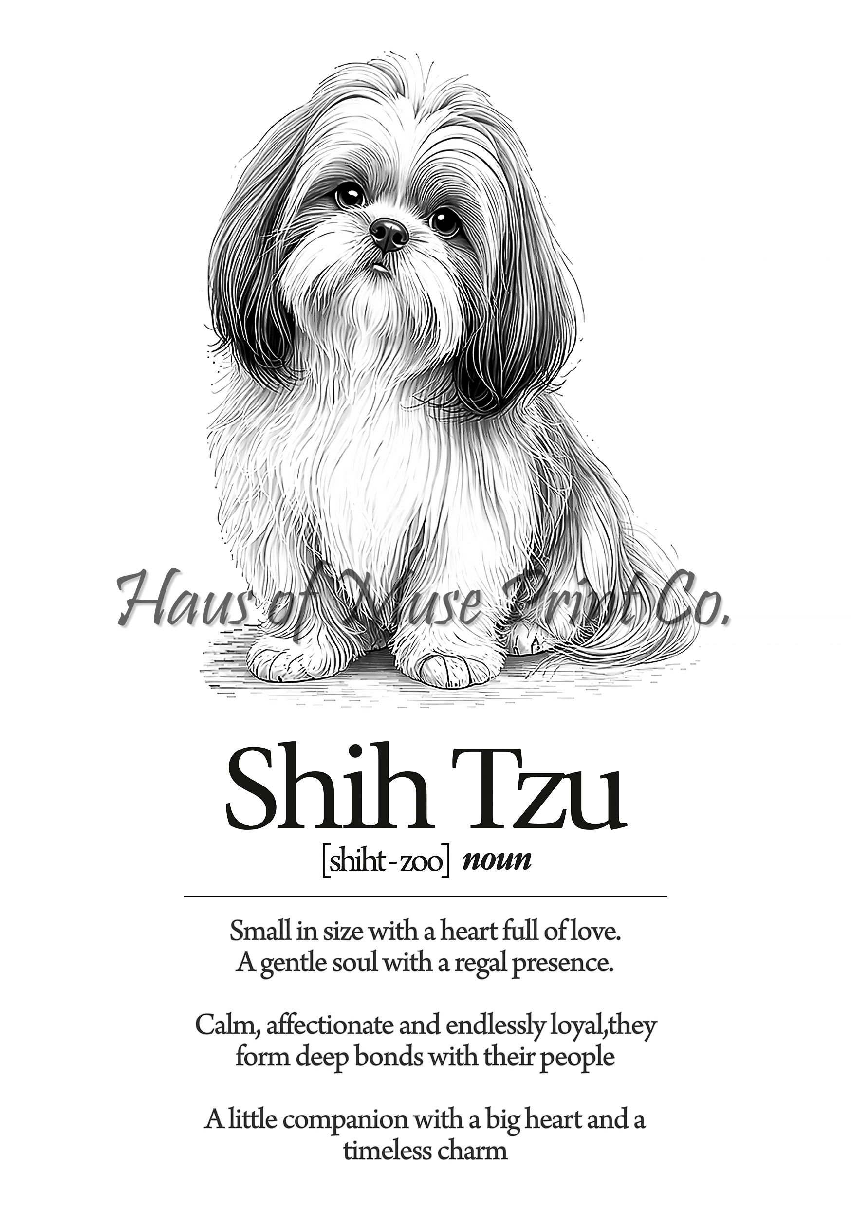 Shih Tzu Dog Dictionary dog wall art print by Haus of Muse Print Co.