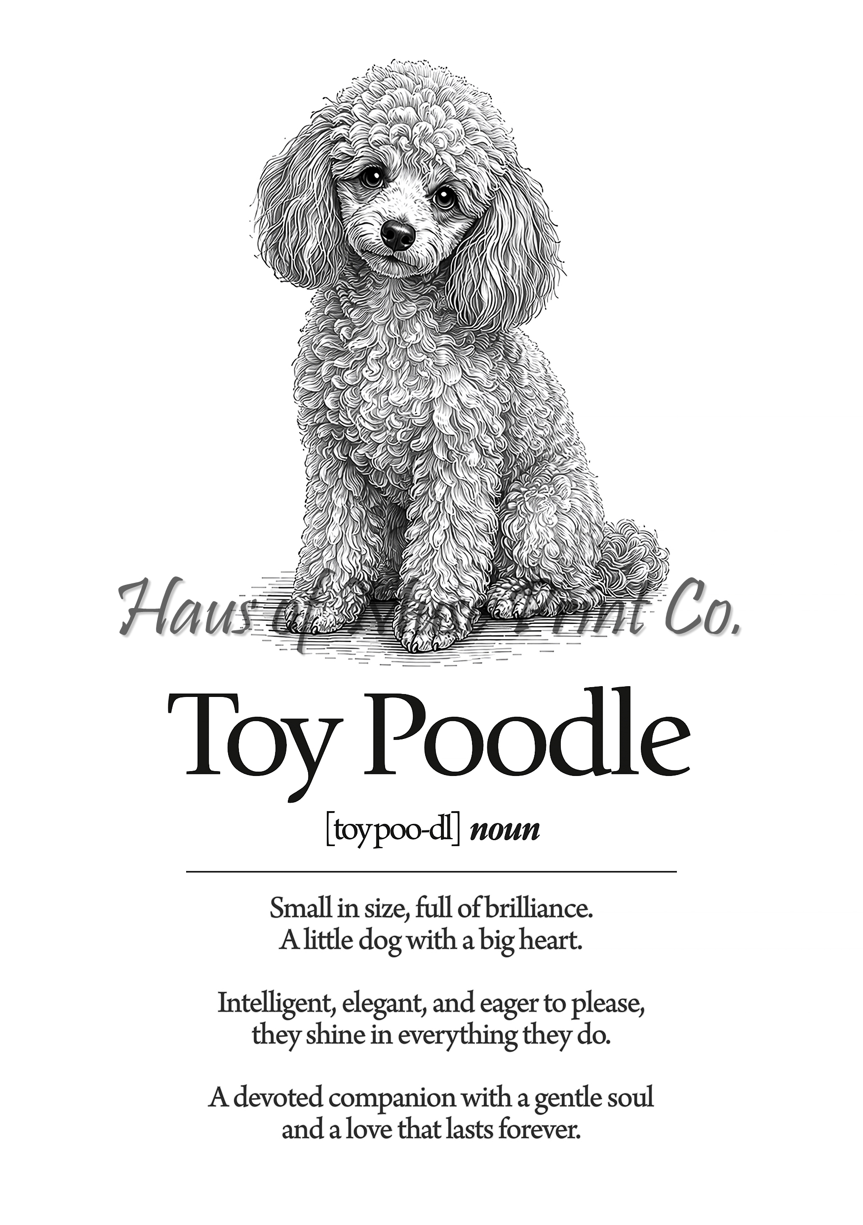Toy Poodle Dog Dictionary dog wall art print by Haus of Muse Print Co.