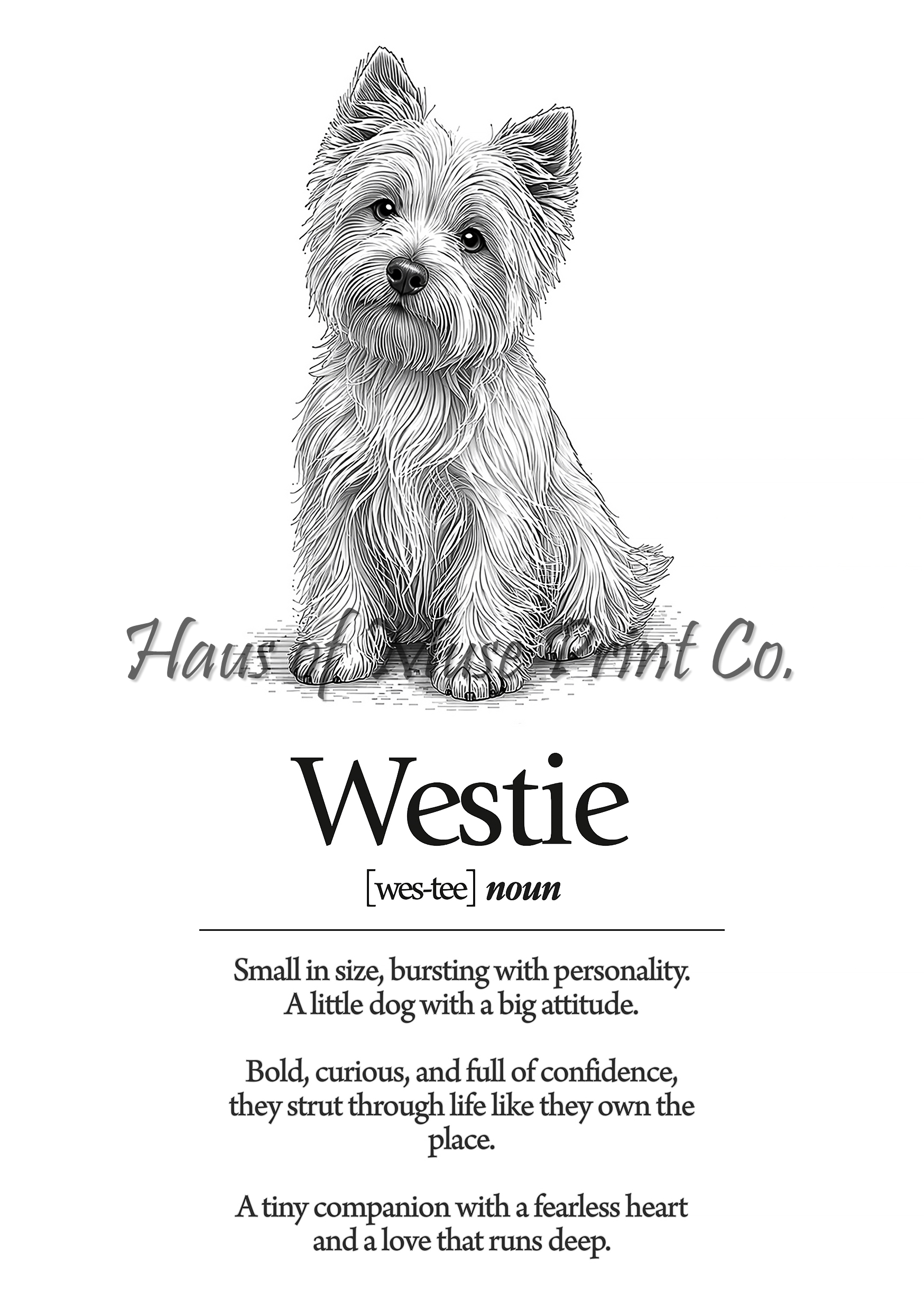 Westie Dog Dictionary dog wall art print by Haus of Muse Print Co.