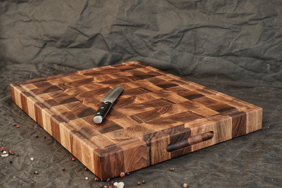 GrainWoods Personalized End Grain Walnut Cutting Board (23x17x2 Inches) — Handcrafted