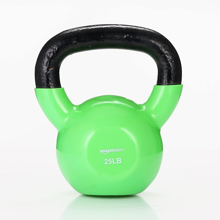 Amazon Basics Vinyl Coated Cast Iron Kettlebell, 25 lb