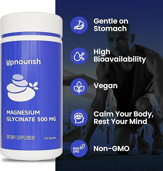 UpNourish Magnesium Glycinate Chelate 500mg Capsules