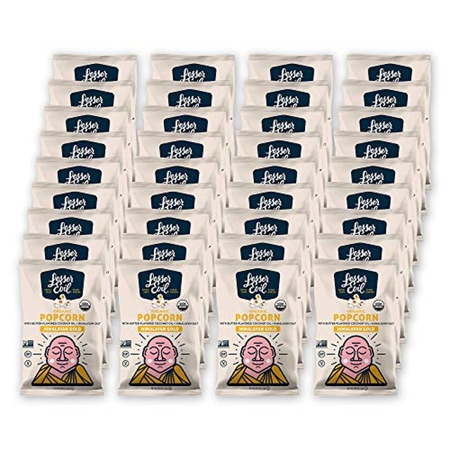 LesserEvil Himalayan Gold Salt Organic Popcorn, Premium Quality, Minimally Processed, No Vegetable Oil, 0.46 Oz, (Pack of 24)