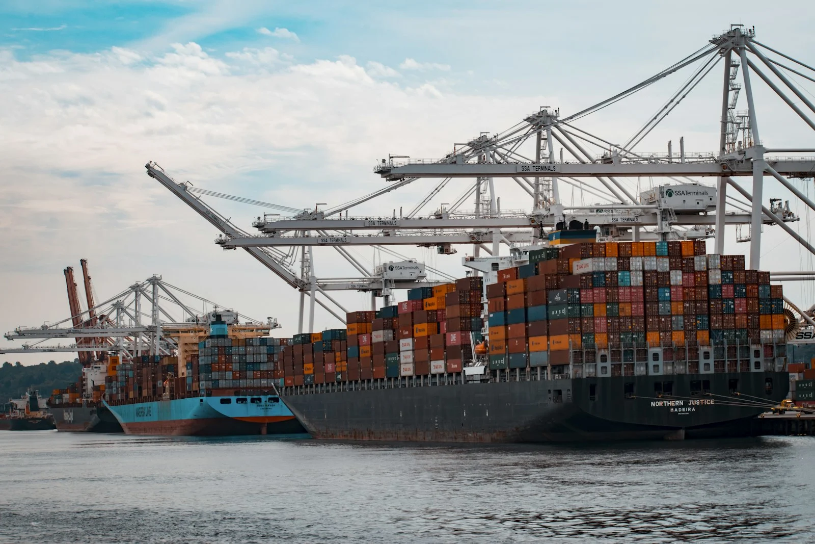 Shipping containers at port terminal