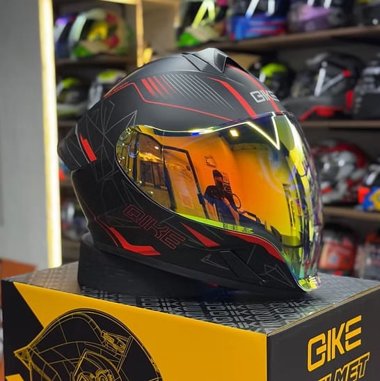 CASCO GIKE GRÁFICO ROJO VISOR ROJO vista 1