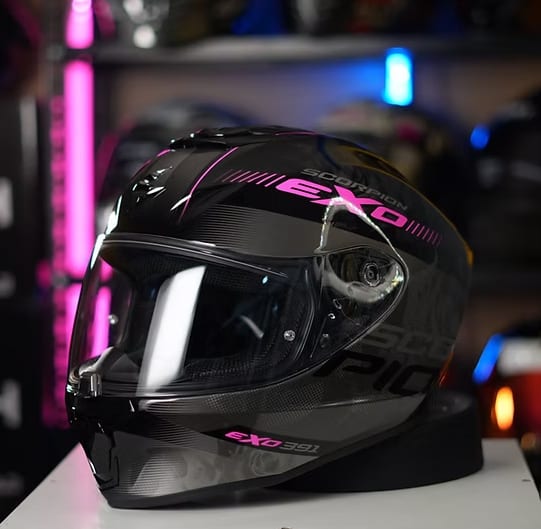 CASCO INTEGRAL ECE AVA NEGRO/ROSADO - EXO-391  SCORPION EXO - VIETNAM vista 1
