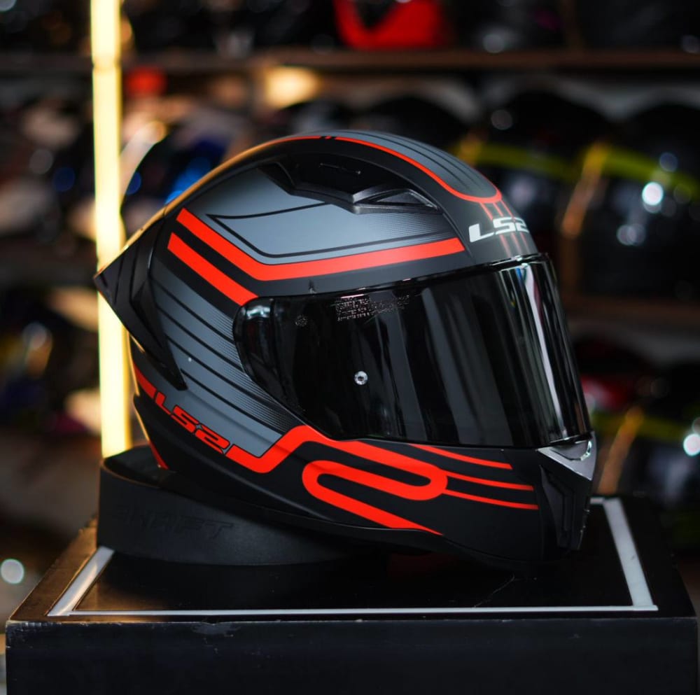 CASCO LS2 INTEGRAL FF810 VIGO CIRCUIT MATT BLACK RED VISOR LT. TINTED vista 1