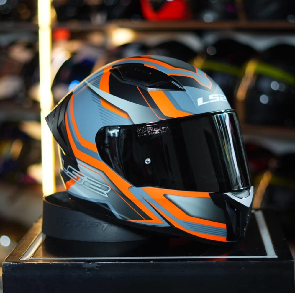 CASCO LS2 INTEGRAL FF810 VIGO FLITZ MATT ORANGE GREY VISOR LT. TINTED vista 1