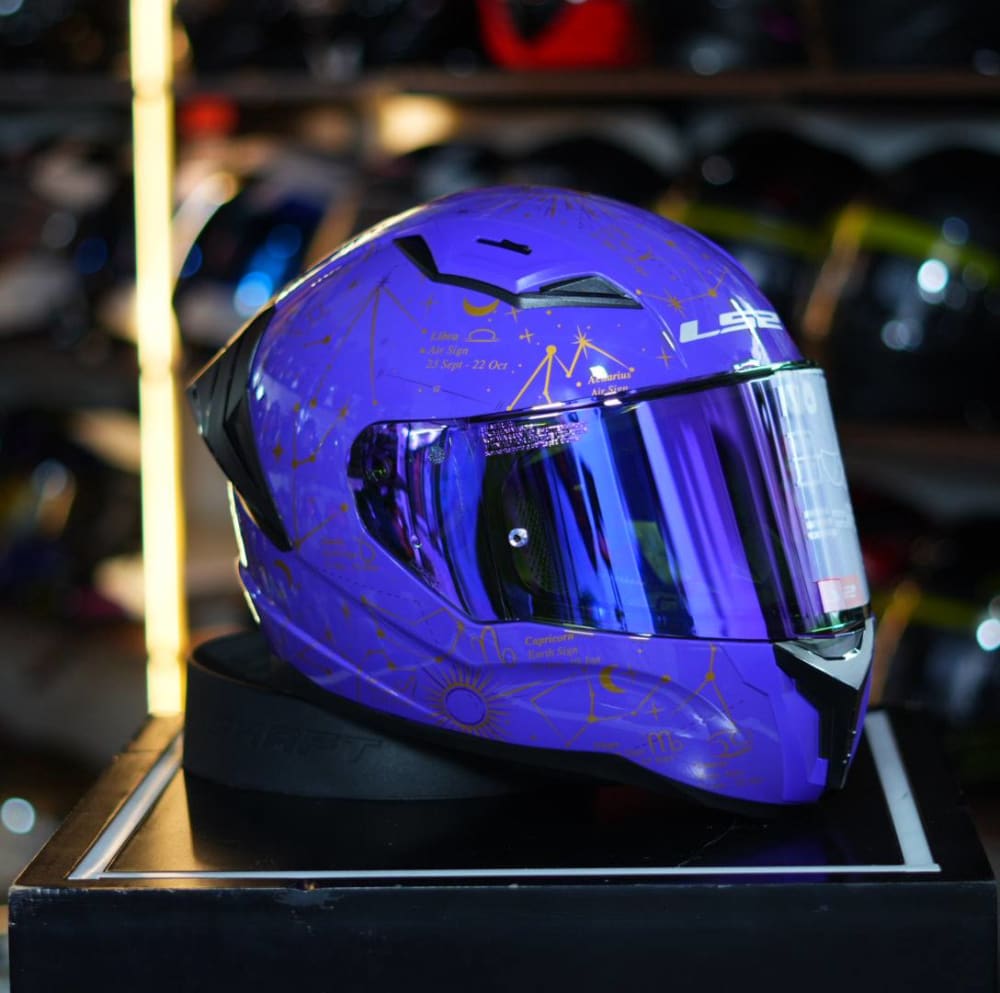 CASCO LS2 INTEGRAL FF810 VIGO ASTROS PURPLE GOLD VISOR TR.TI REVO PURPLE vista 1