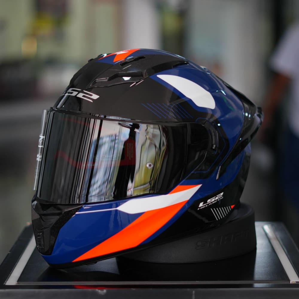 CASCO LS2 INTEGRAL FF806 FUSION RAZOR NAVY BLUE NEON ORANGE VISOR LIGHT TINTED vista 1