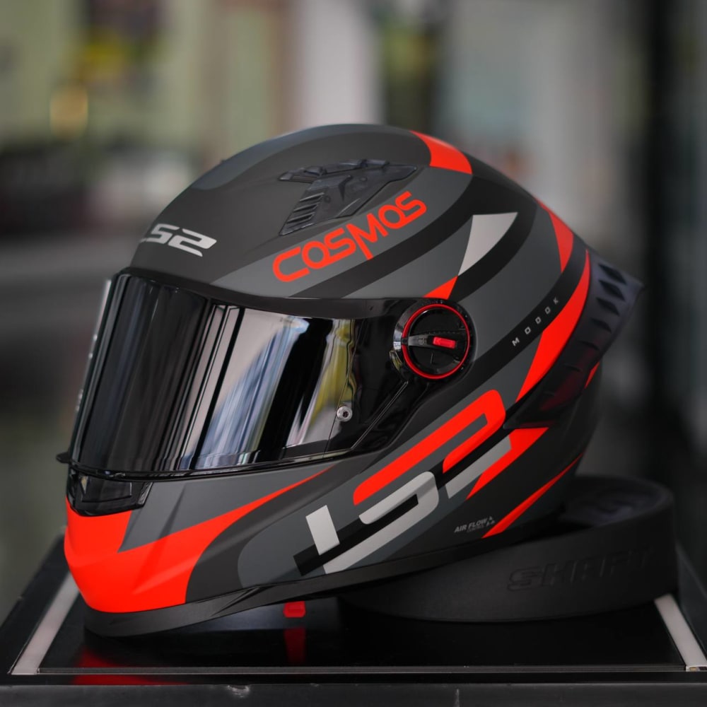 CASCO LS2 INTEGRAL FF816 COSMOS MODOK MATT BLACK RED VISOR TINTED vista 1