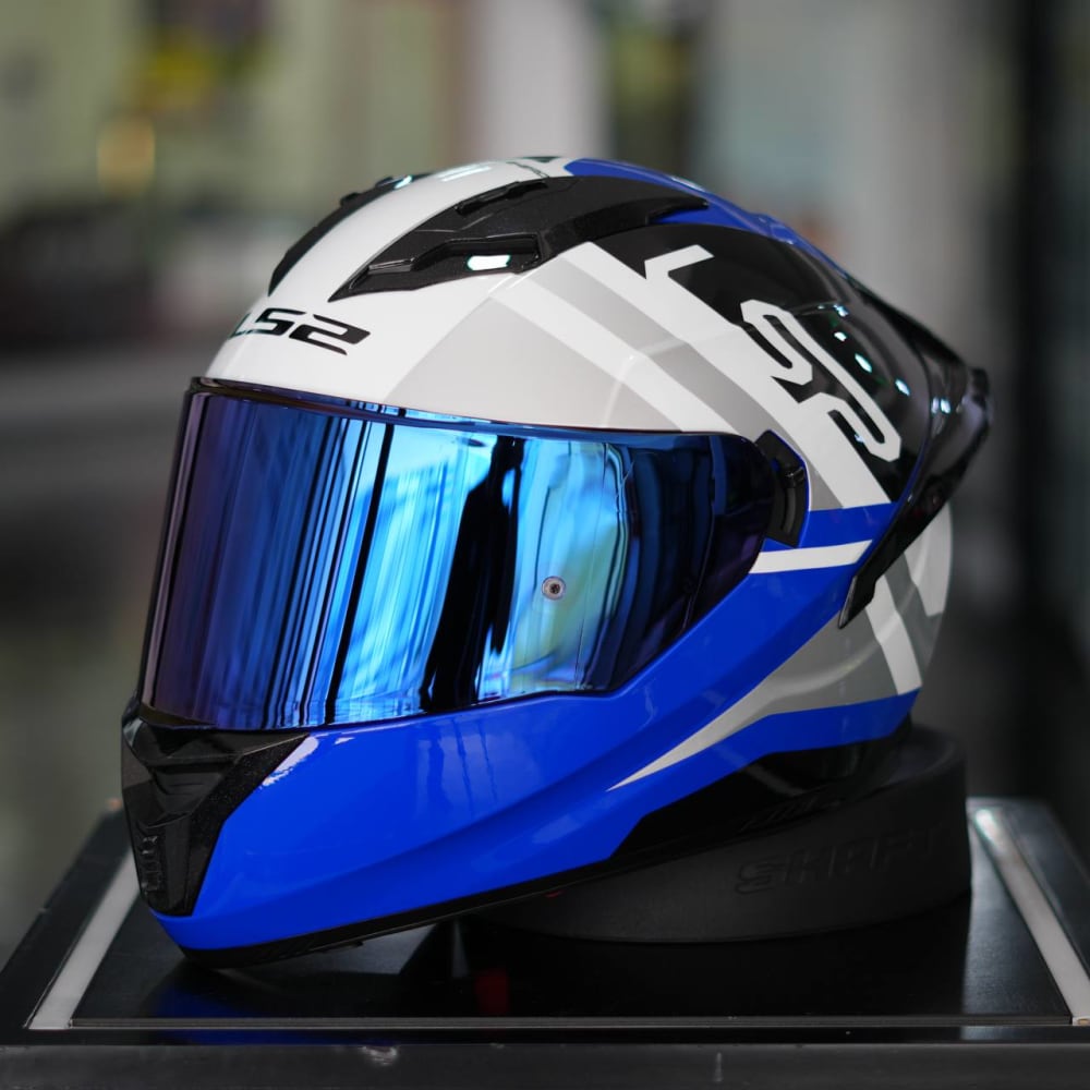 CASCO LS2 INTEGRAL FF806 FUSION SEVEN WHITE BLUE VISOR IR. BLUE vista 1